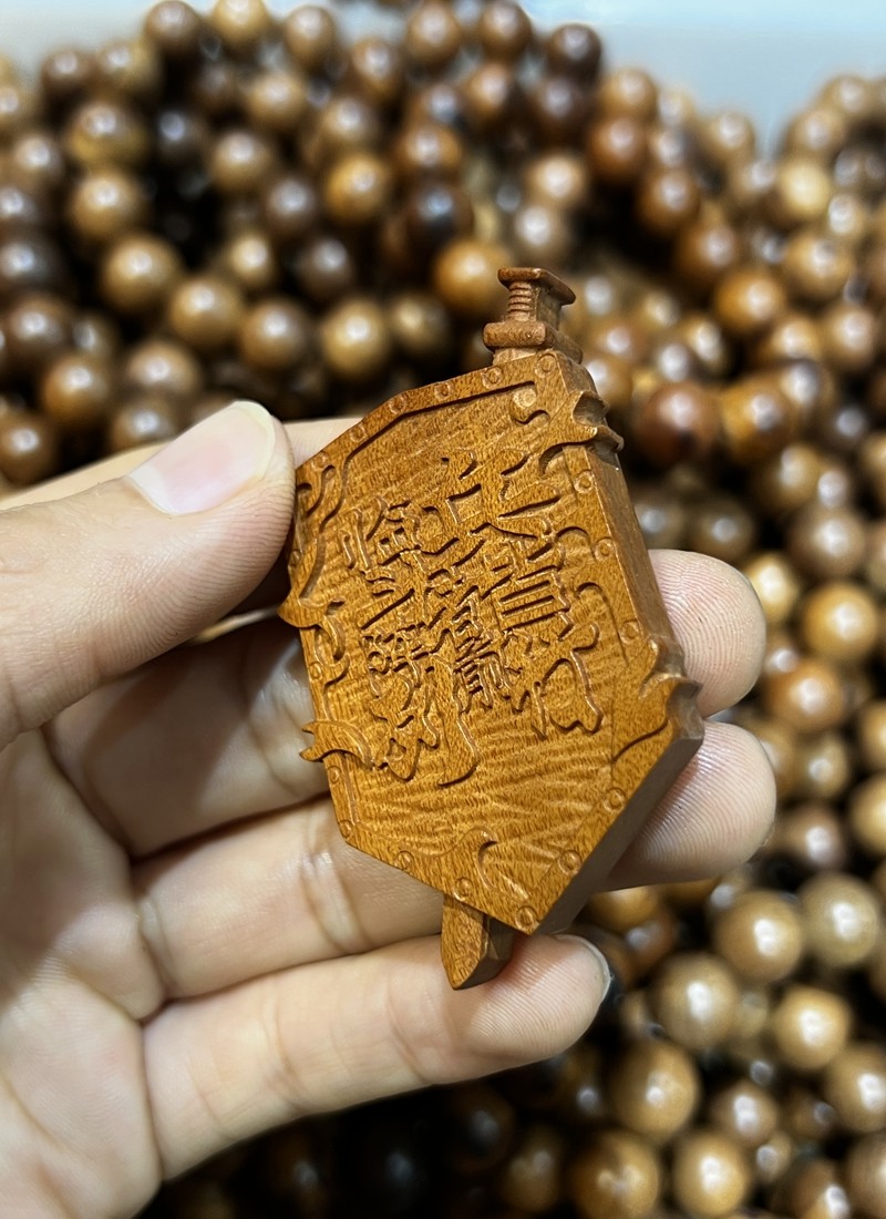 图片[2]-雷击天然紫微桃木锻造九字真言七星剑盾挂件-衔鳞集