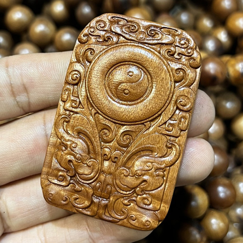 太极阴阳鱼玄武八卦纹枣木随身首饰-衔鳞集