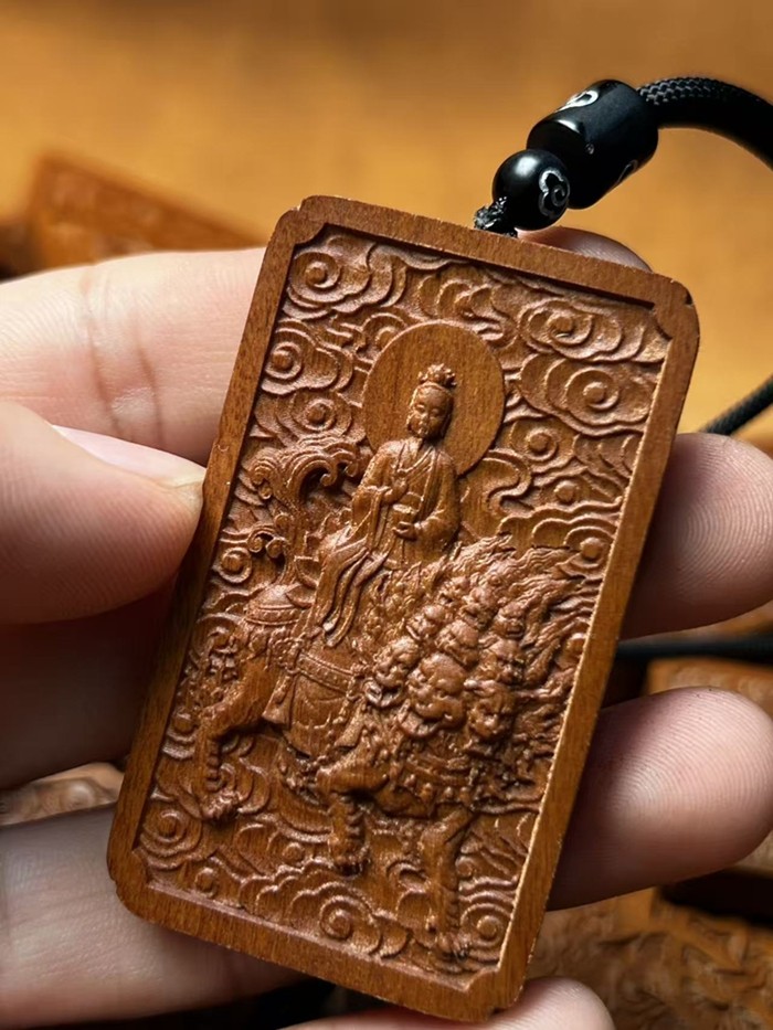 图片[1]-救苦天尊九头狮子护身道系枣木无事牌-衔鳞集