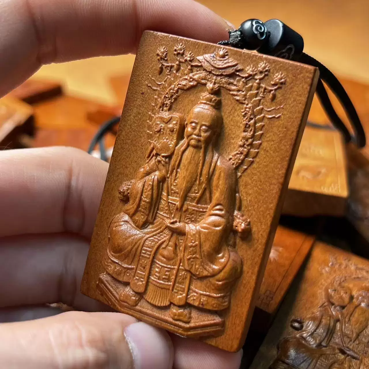 太上老君五岳真形图镇宅纳福枣木随身无事牌-衔鳞集