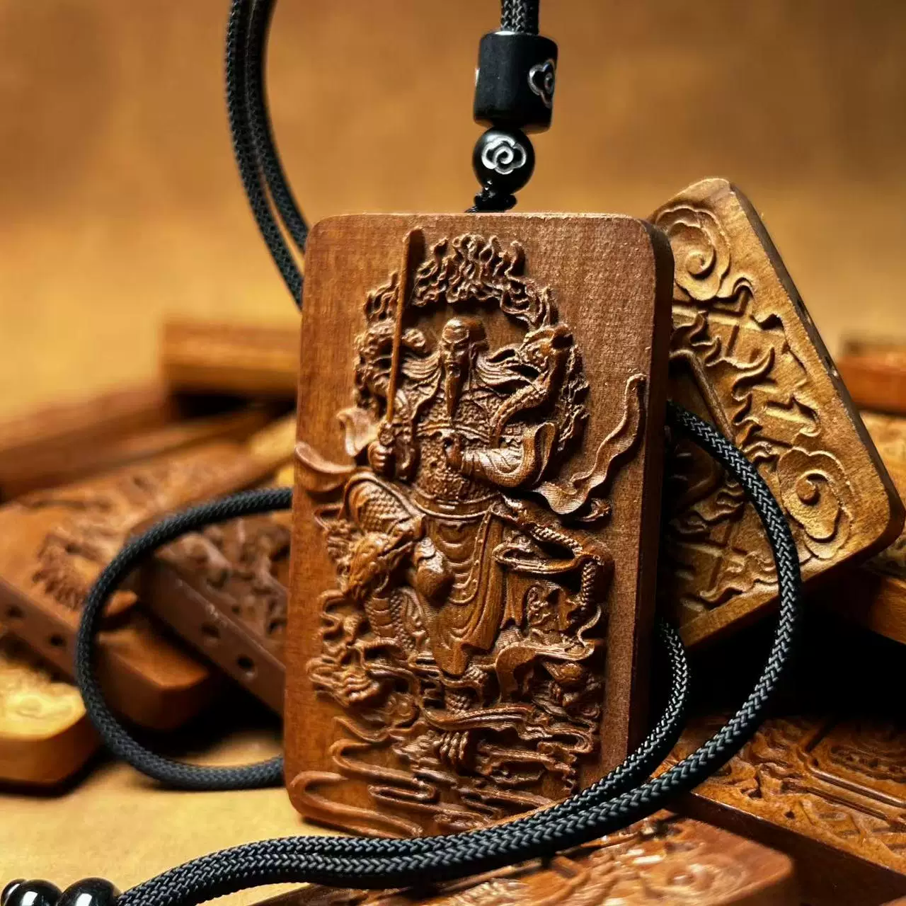 真武大帝护法枣木精雕道系随身无事牌-衔鳞集