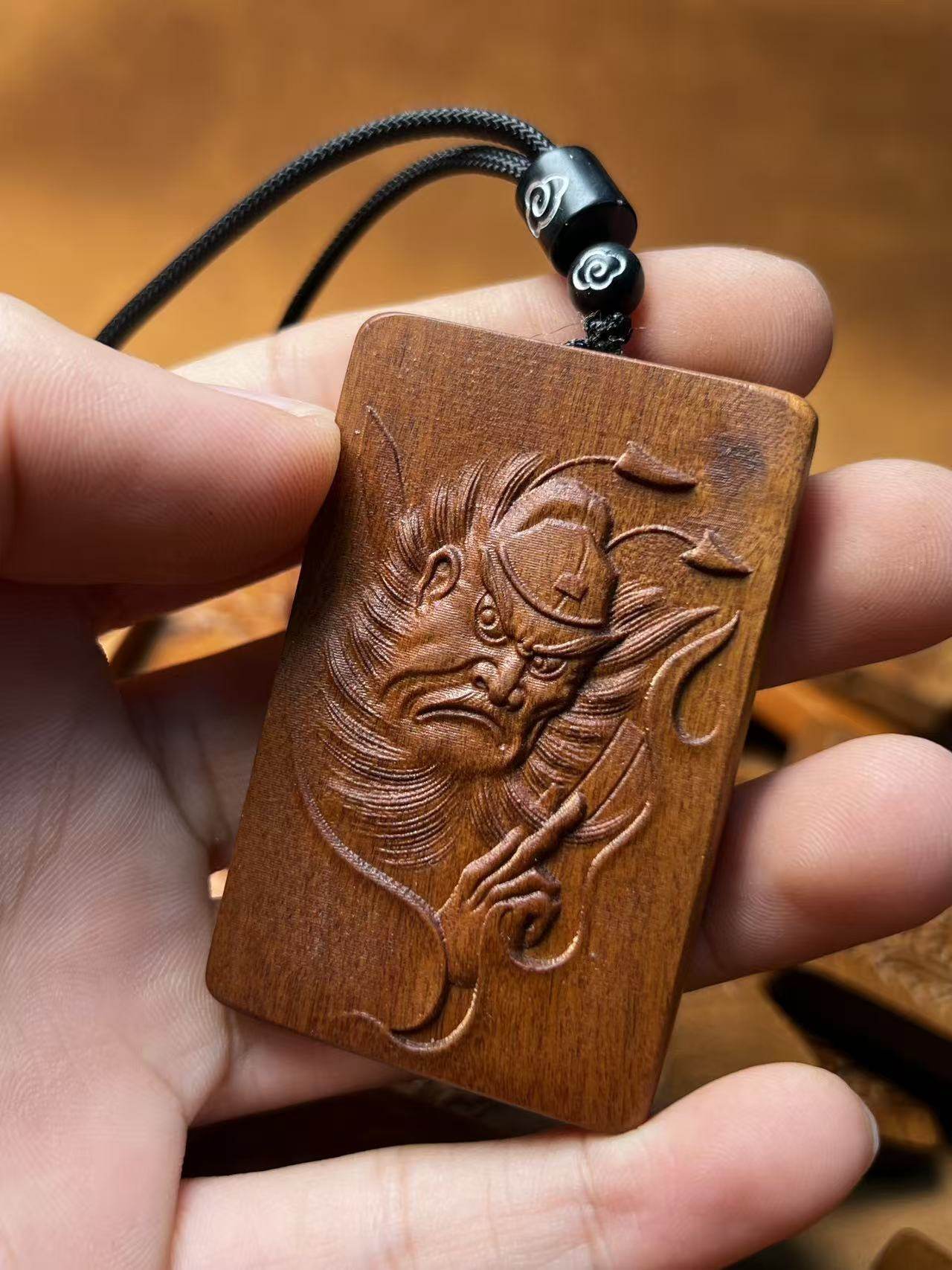 图片[3]-天师纳福辟斜招财枣木精雕随身平安无事牌-衔鳞集