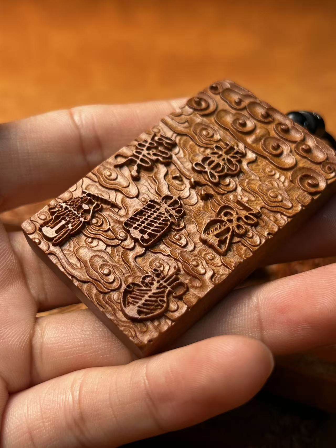 图片[3]-五路财神五岳真形图招财聚宝枣木精雕随身无事牌-衔鳞集