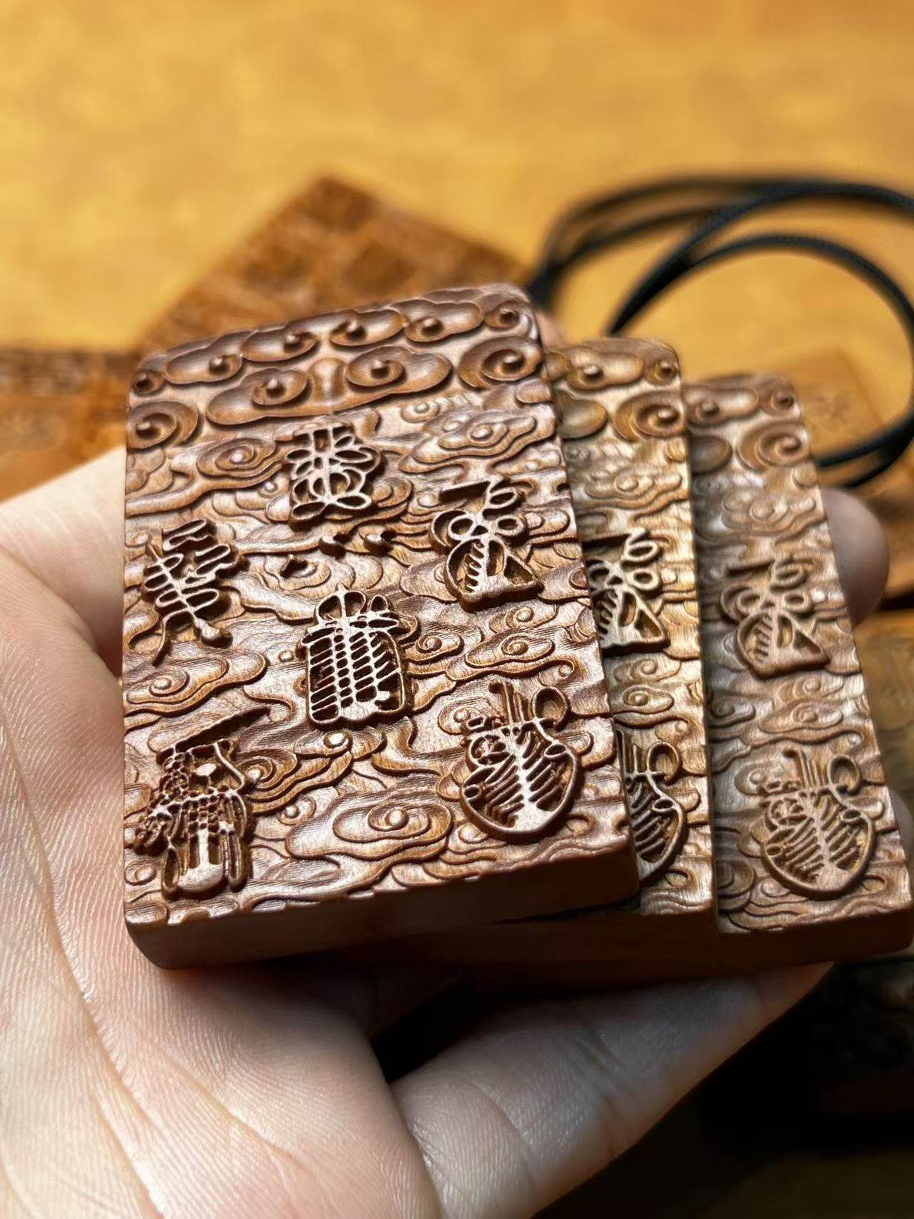 图片[6]-五路财神五岳真形图招财聚宝枣木精雕随身无事牌-衔鳞集