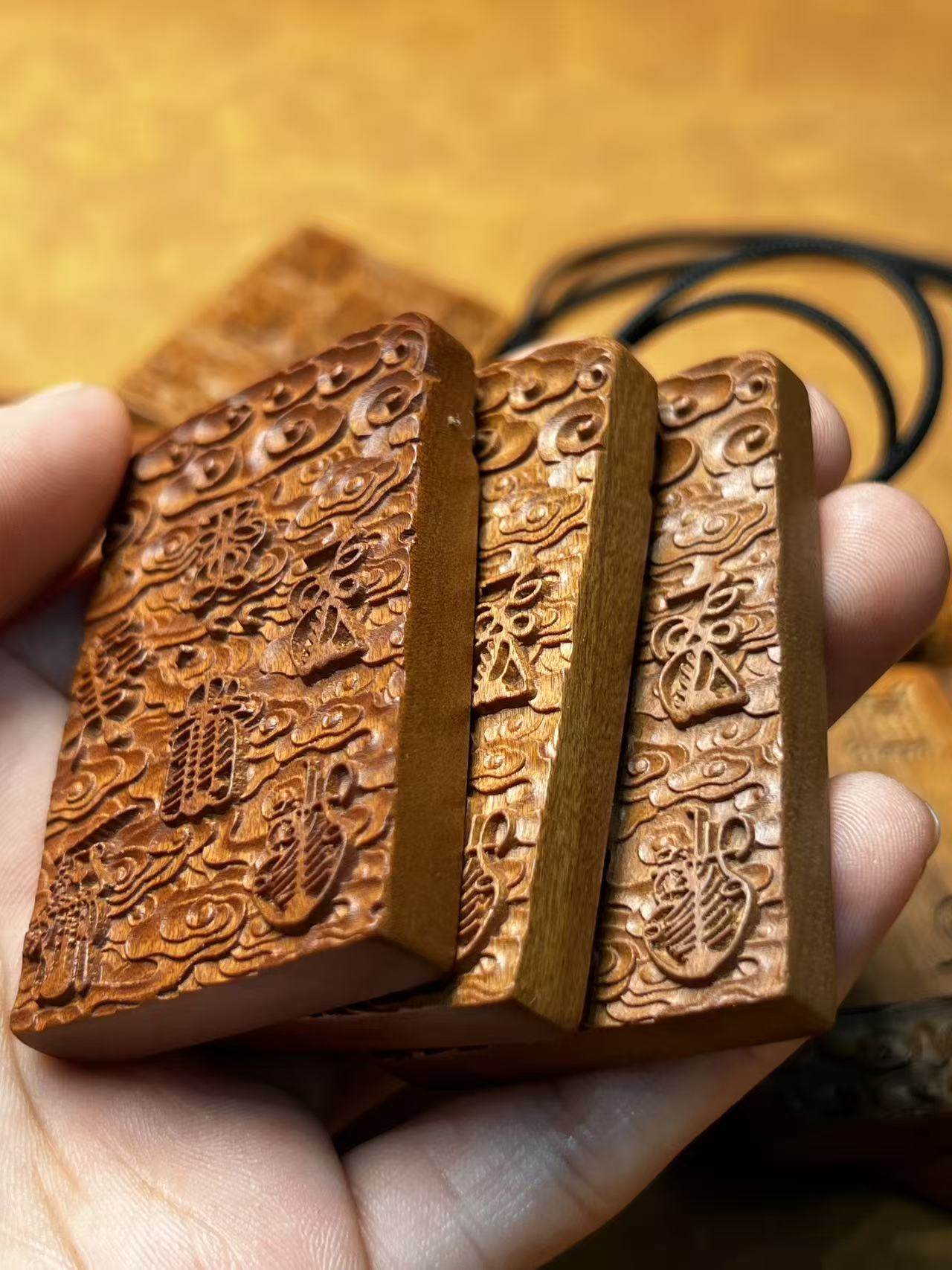 图片[7]-五路财神五岳真形图招财聚宝枣木精雕随身无事牌-衔鳞集