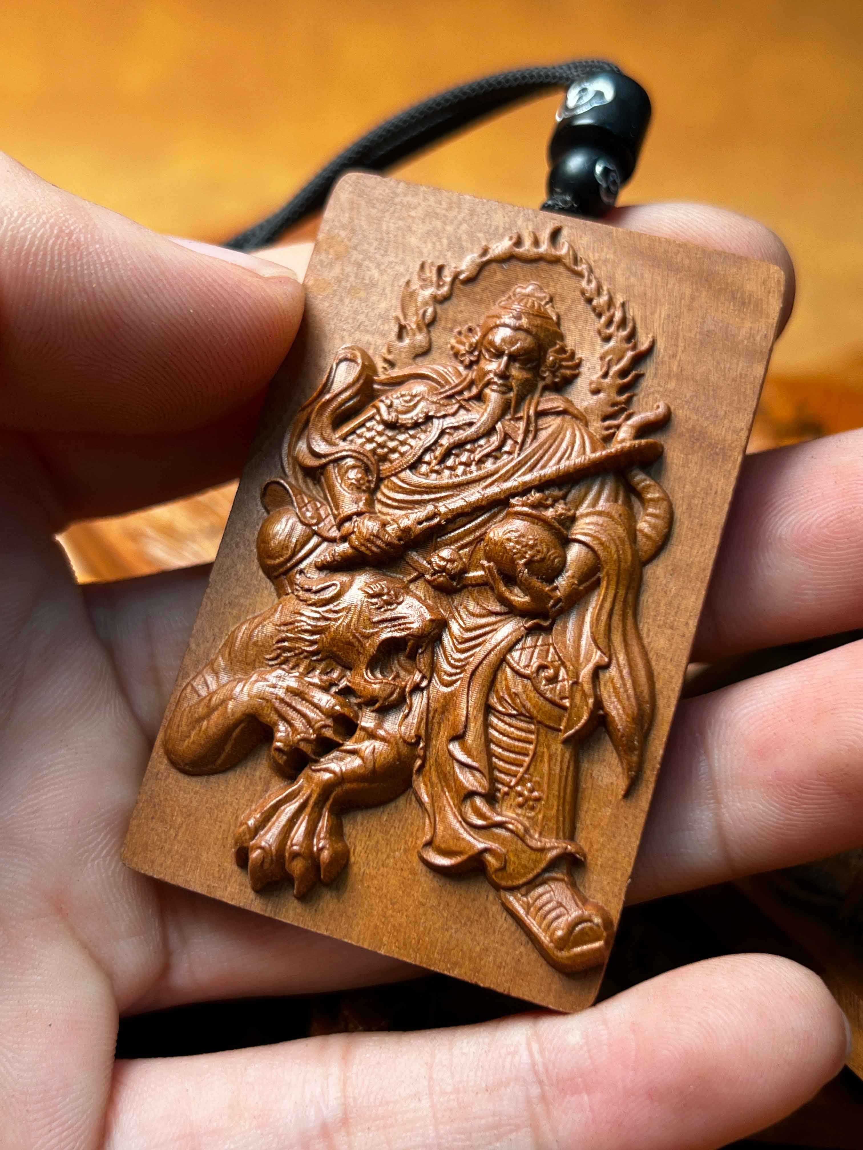 图片[2]-赵公明财神镇宅招财道系枣木精雕无事牌吊坠-衔鳞集
