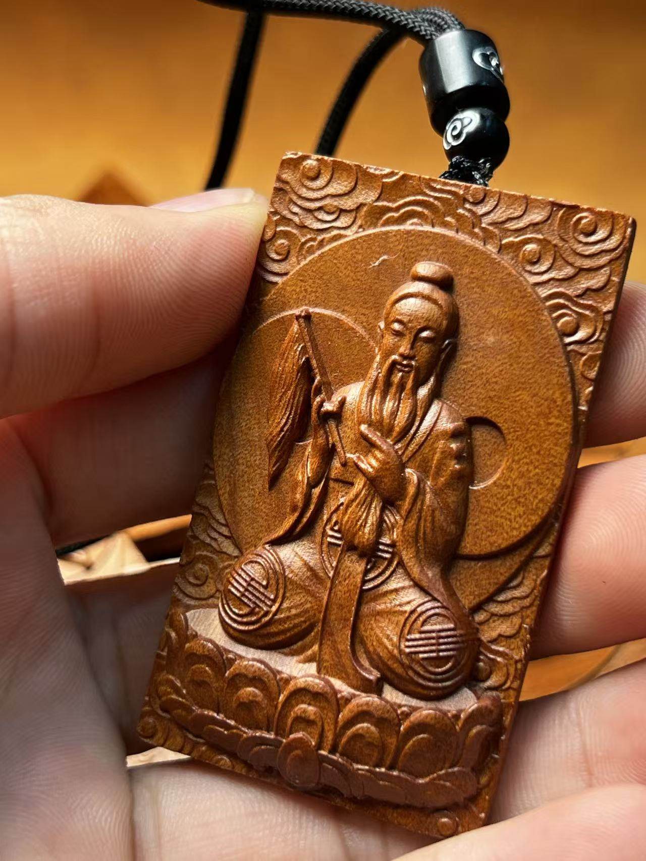 图片[4]-太上老君道德天尊护法赐福枣木精雕道系无事牌-衔鳞集