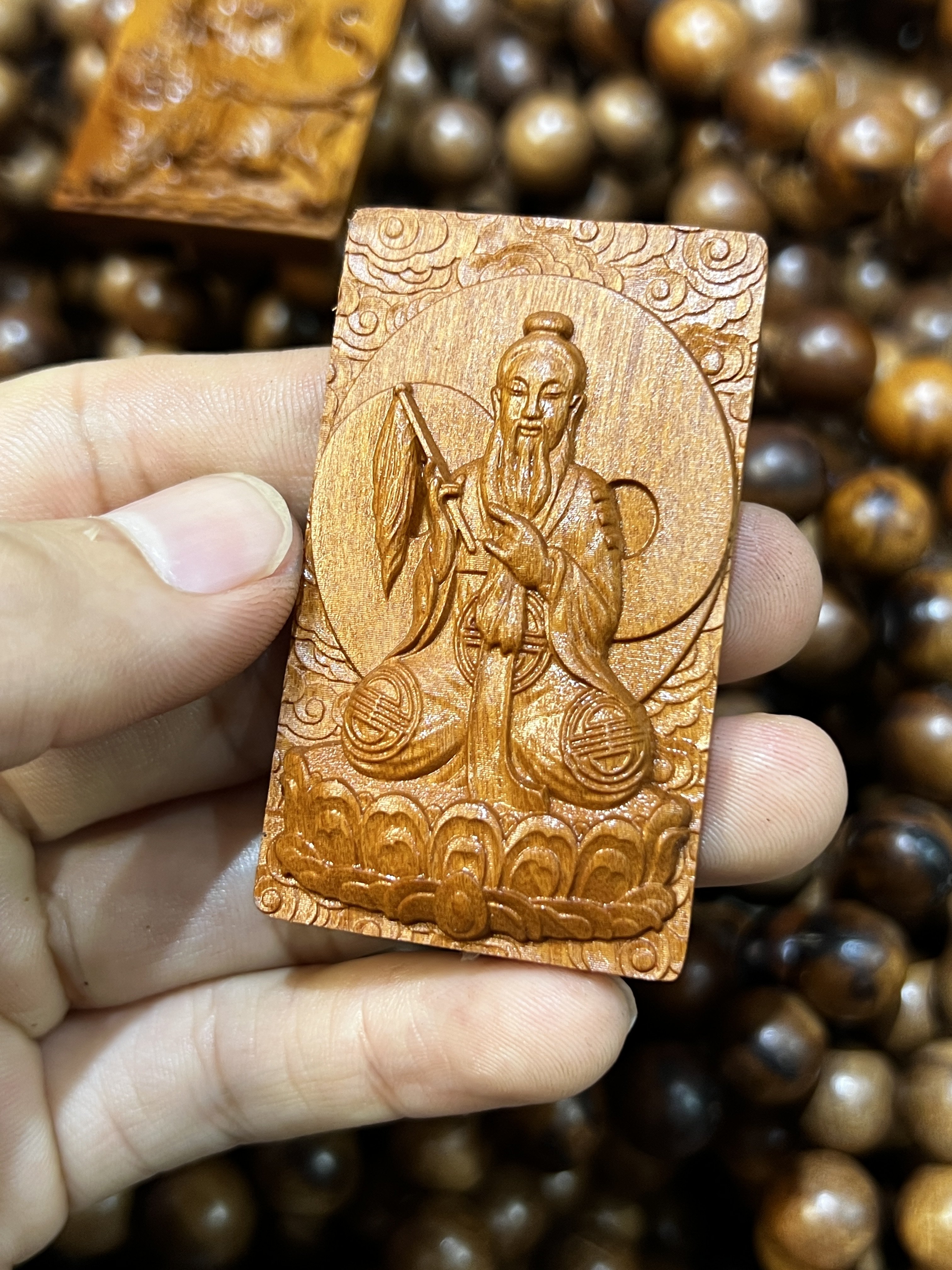图片[3]-太上老君道德天尊护法赐福枣木精雕道系无事牌-衔鳞集