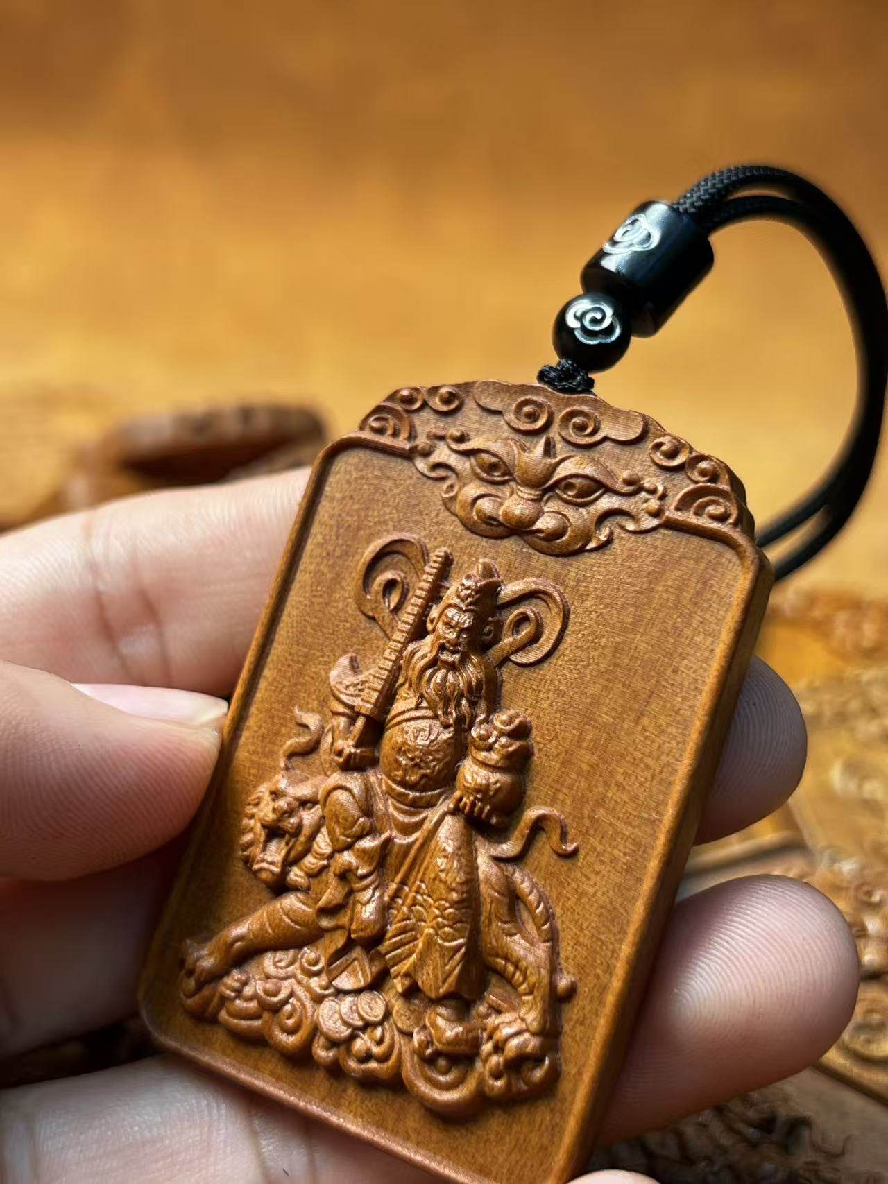 图片[5]-赵公明财神招财枣木精雕平安无事牌吊坠-衔鳞集