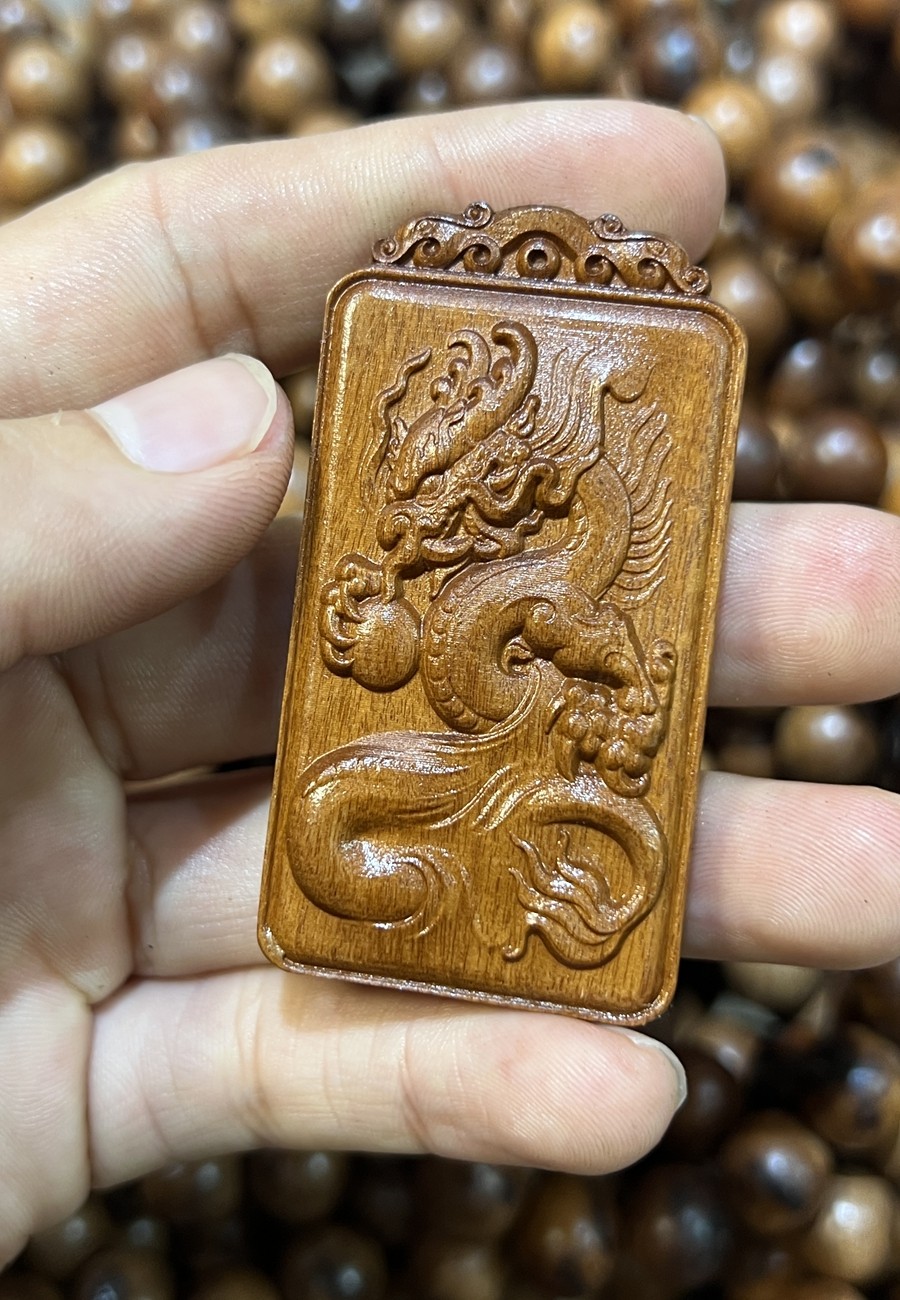 图片[1]-神龙护主招财化煞枣木精雕道系平安无事牌-衔鳞集