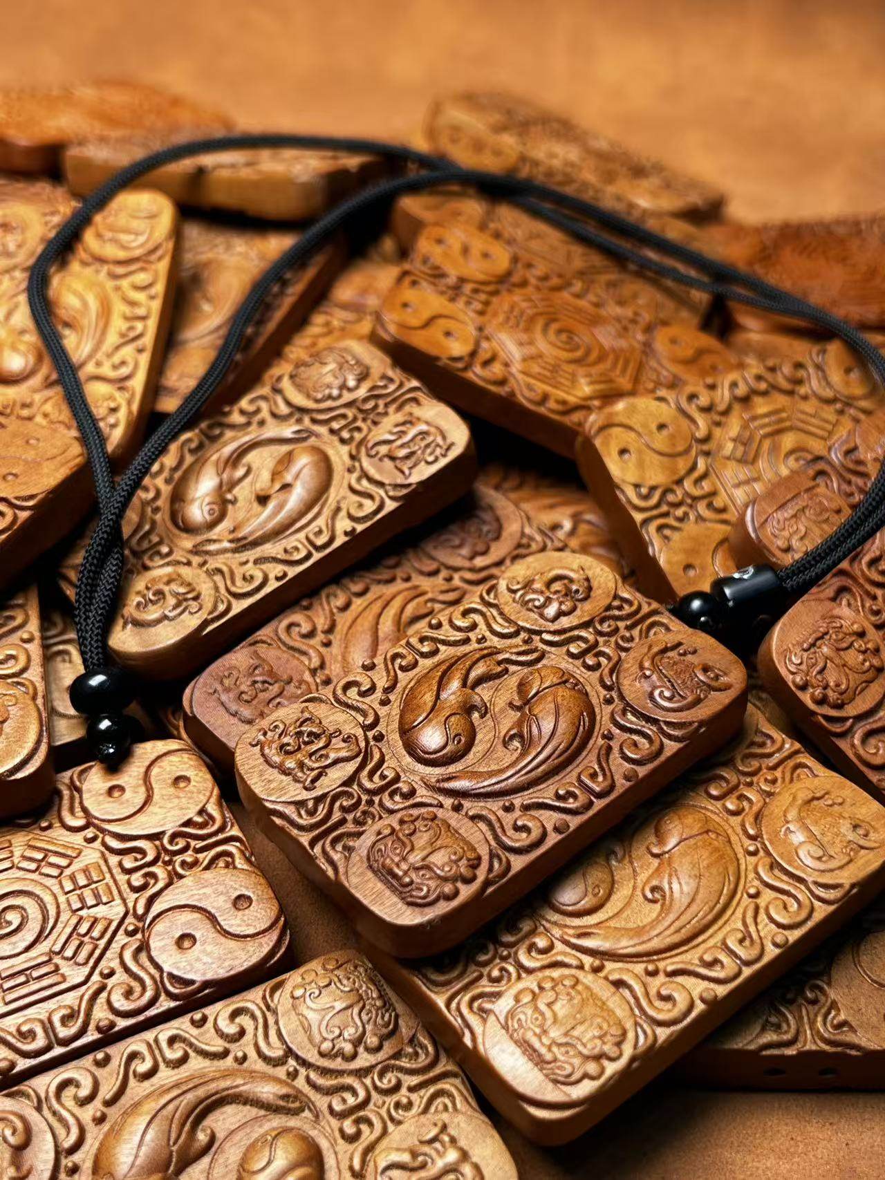 图片[6]-太极双鱼四灵八卦枣木精雕道系随身无事牌-衔鳞集