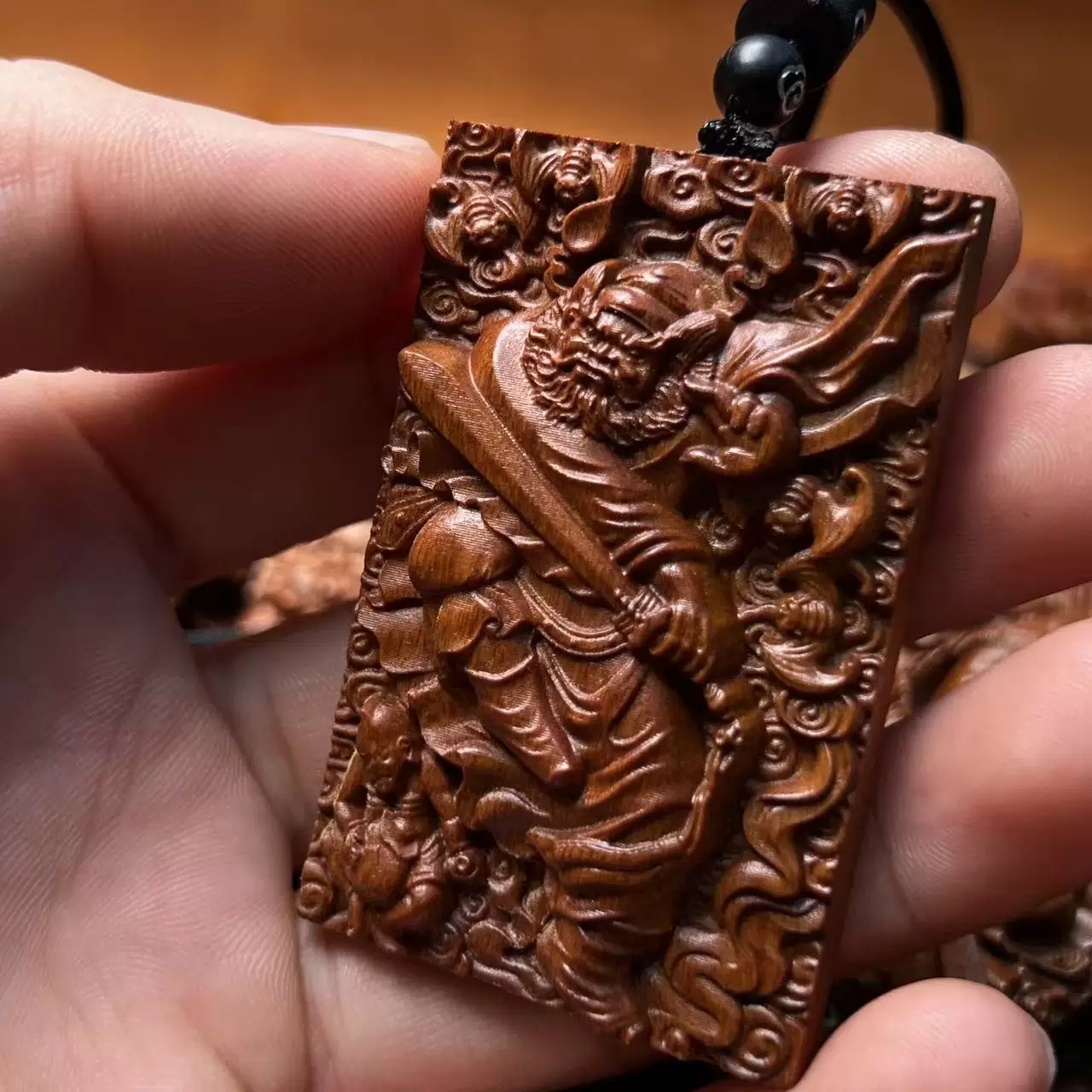 钟馗天师镇宅驱枣木精雕道系平安无事牌-衔鳞集