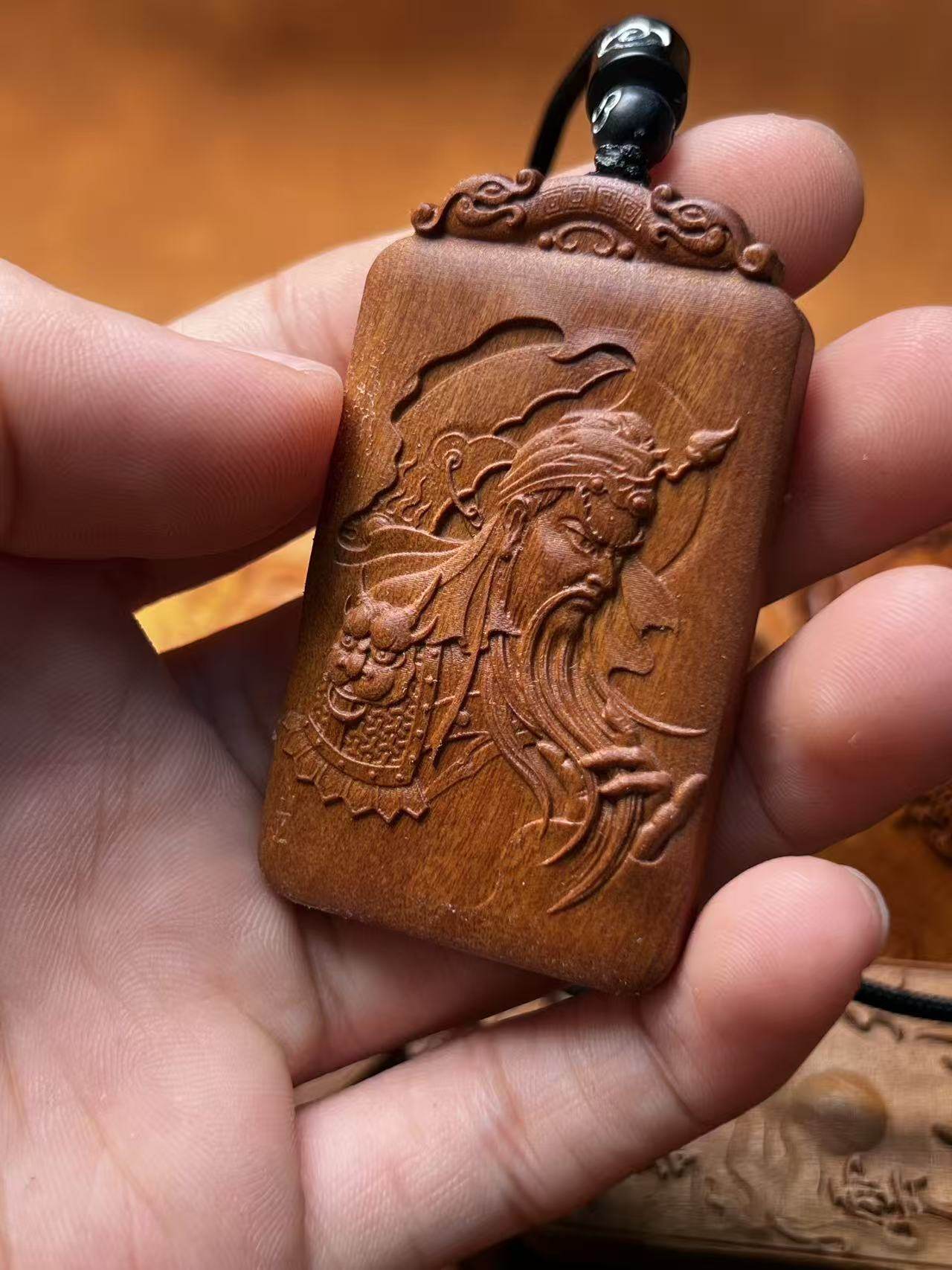 图片[4]-关圣帝君忠义招财枣木精雕道系平安无事牌-衔鳞集