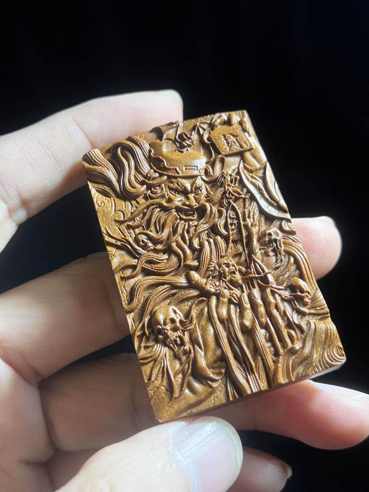 图片[3]-钟馗镇宅驱斜降福枣木精雕道系平安无事牌-衔鳞集