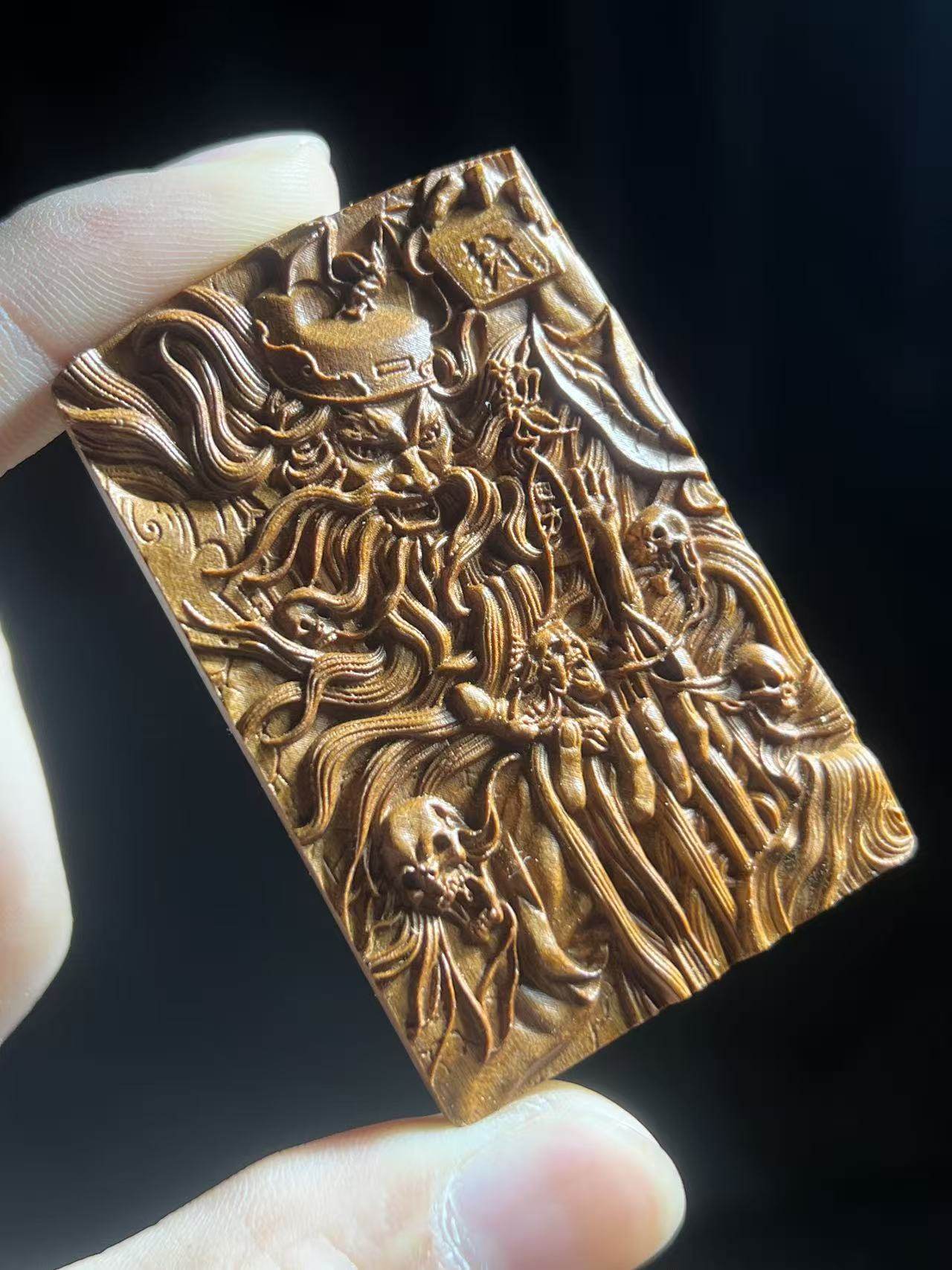 图片[6]-钟馗镇宅驱斜降福枣木精雕道系平安无事牌-衔鳞集