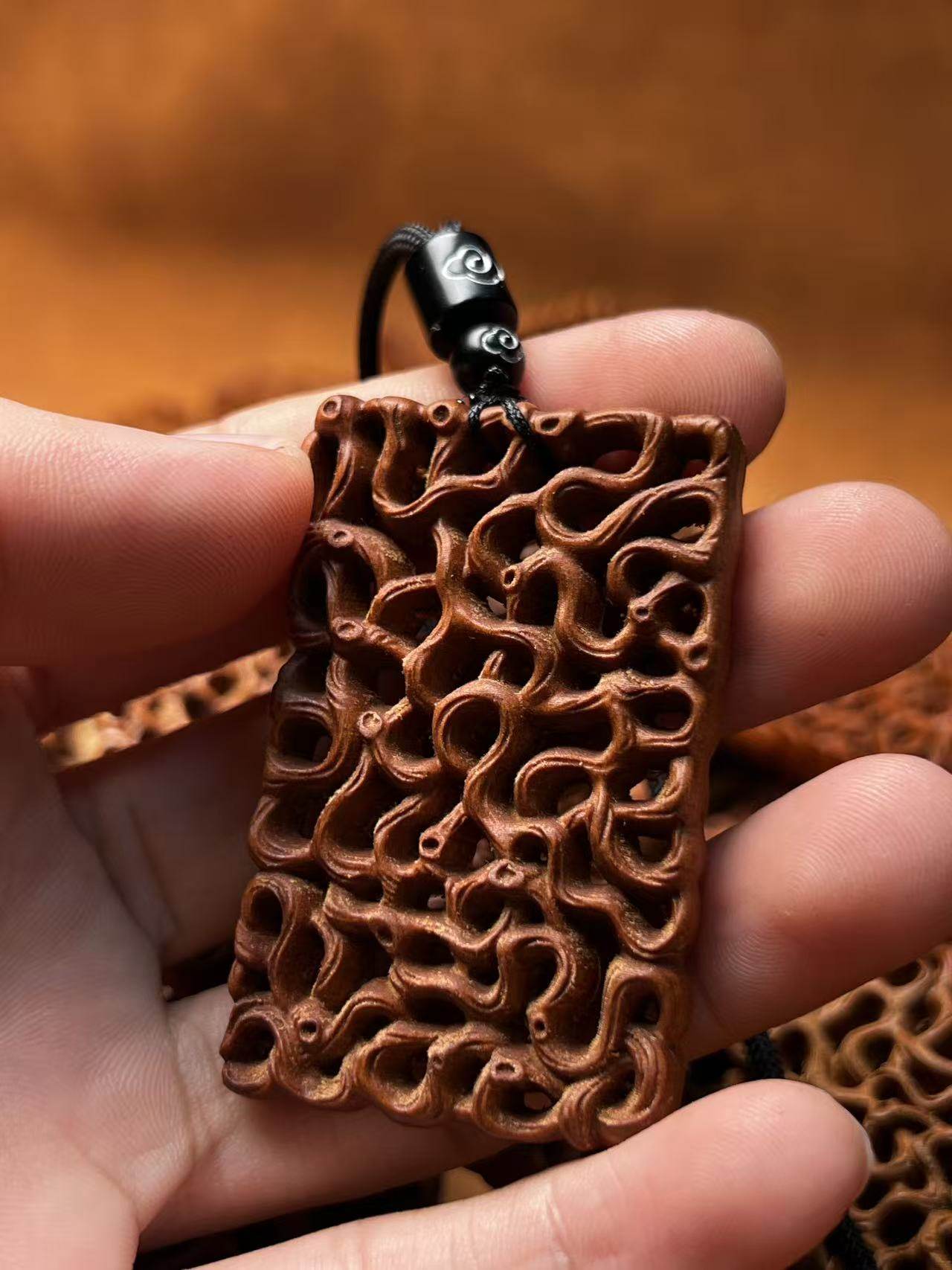 图片[5]-蟠螭纹纳福护身枣木精雕道系平安无事牌-衔鳞集