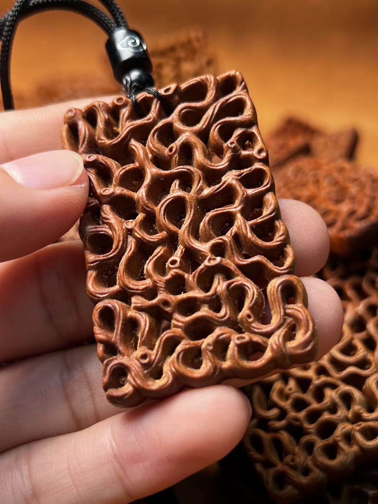 图片[3]-蟠螭纹纳福护身枣木精雕道系平安无事牌-衔鳞集