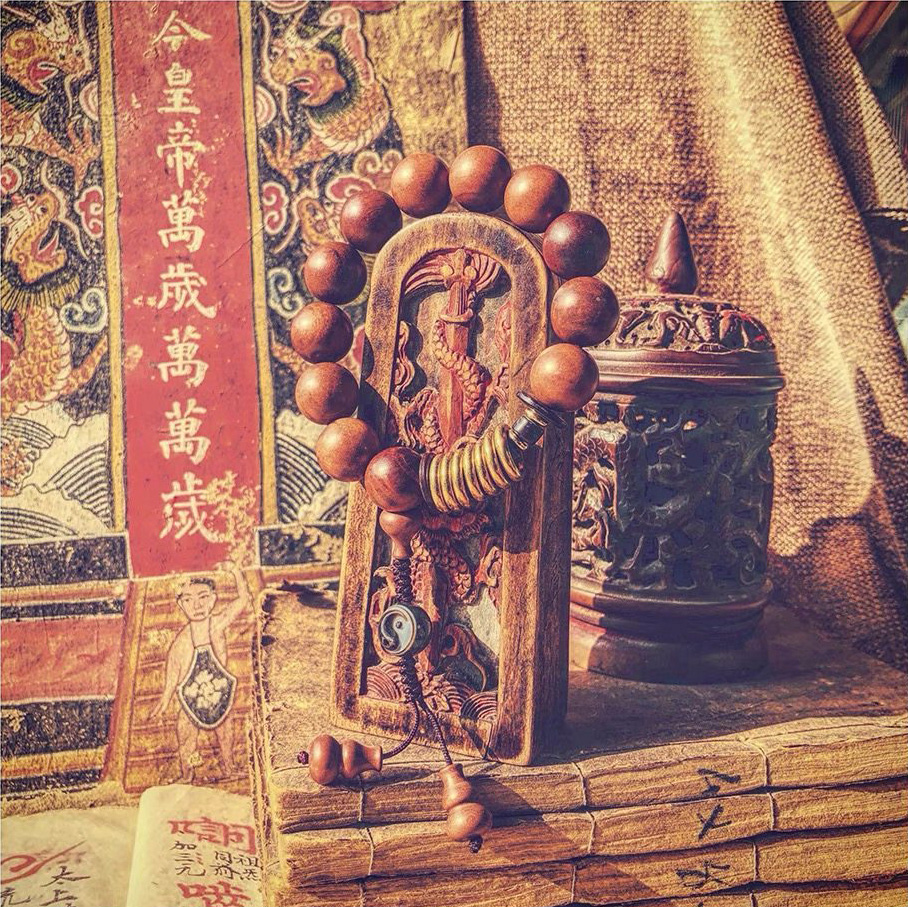 北斗护身雷击枣木道系流珠手串能量珠串-衔鳞集