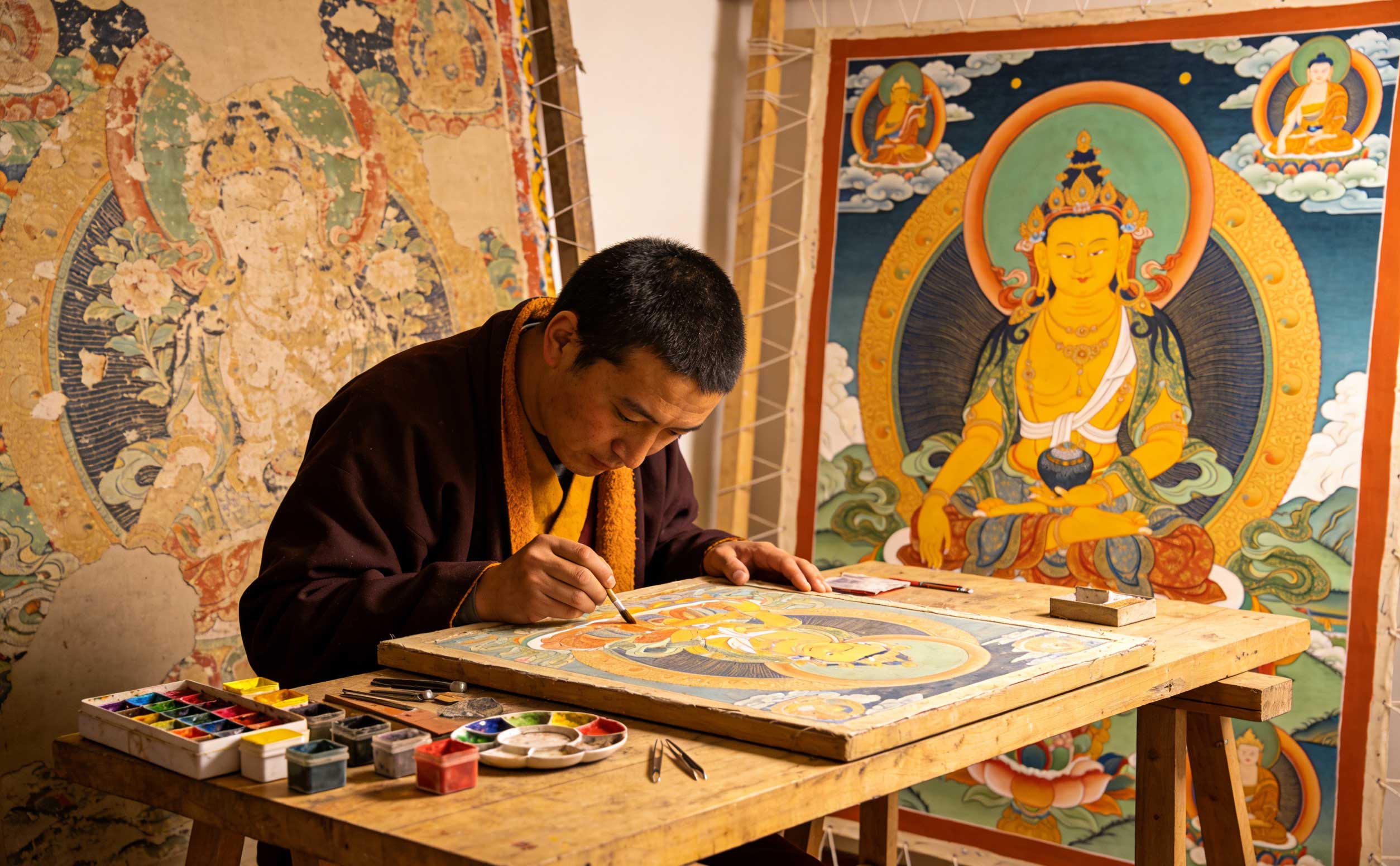 唐卡修复师：与时间赛跑的人，如何打捞沉入布面的佛光-衔鳞集
