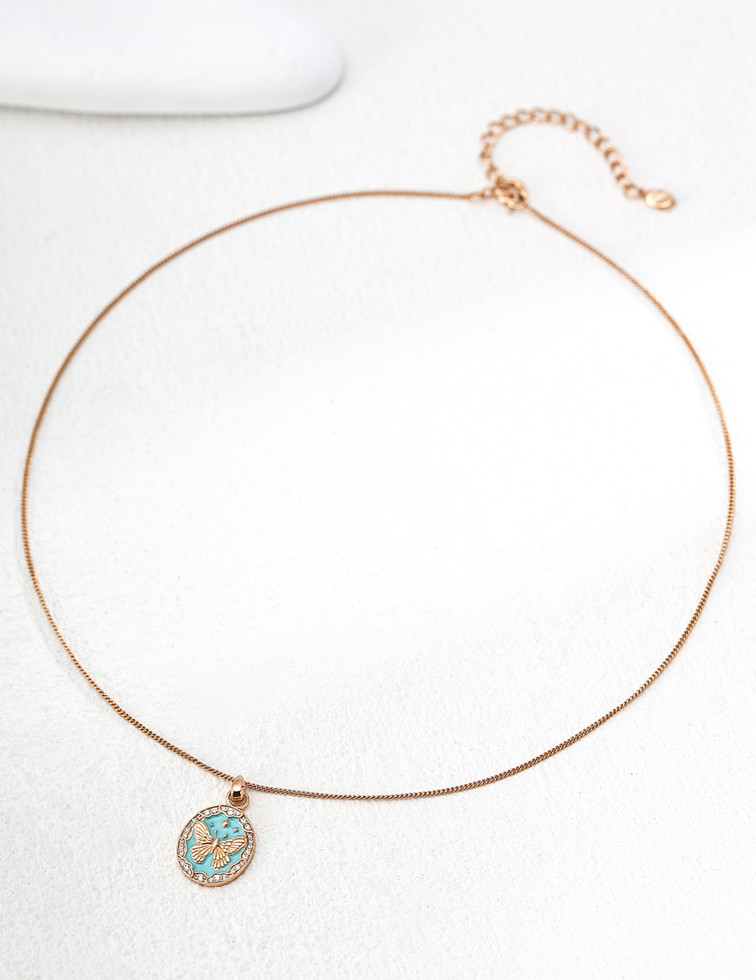 图片[4]-「春日蝶影」蒂芙尼蓝925滴釉锆石项链-衔鳞集