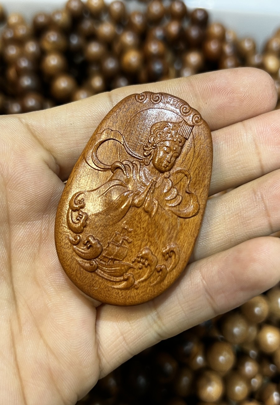 图片[2]-妈祖娘娘巡海护佑枣木精雕道系平安无事牌-衔鳞集