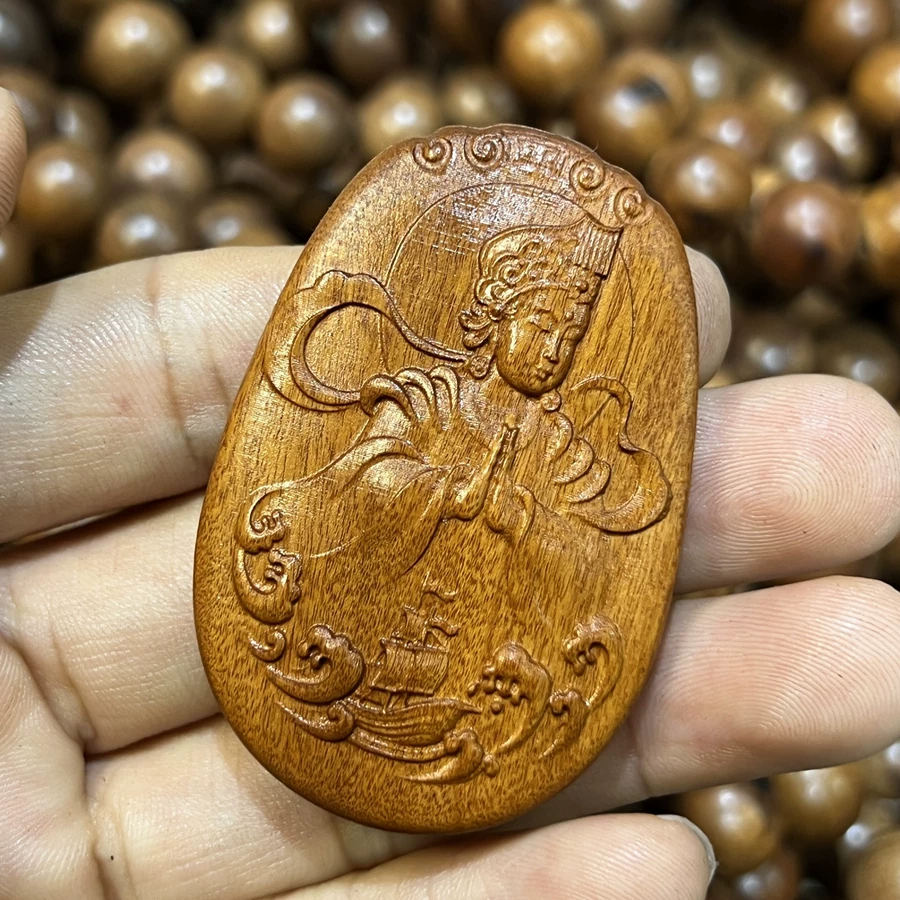 妈祖娘娘巡海护佑枣木精雕道系平安无事牌-衔鳞集