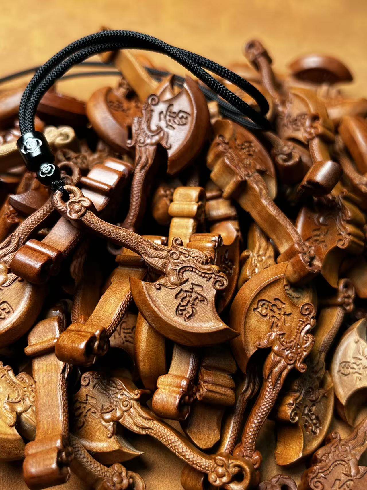 图片[4]-雷霆天威斧五雷枣木精雕道系护身吊坠-衔鳞集