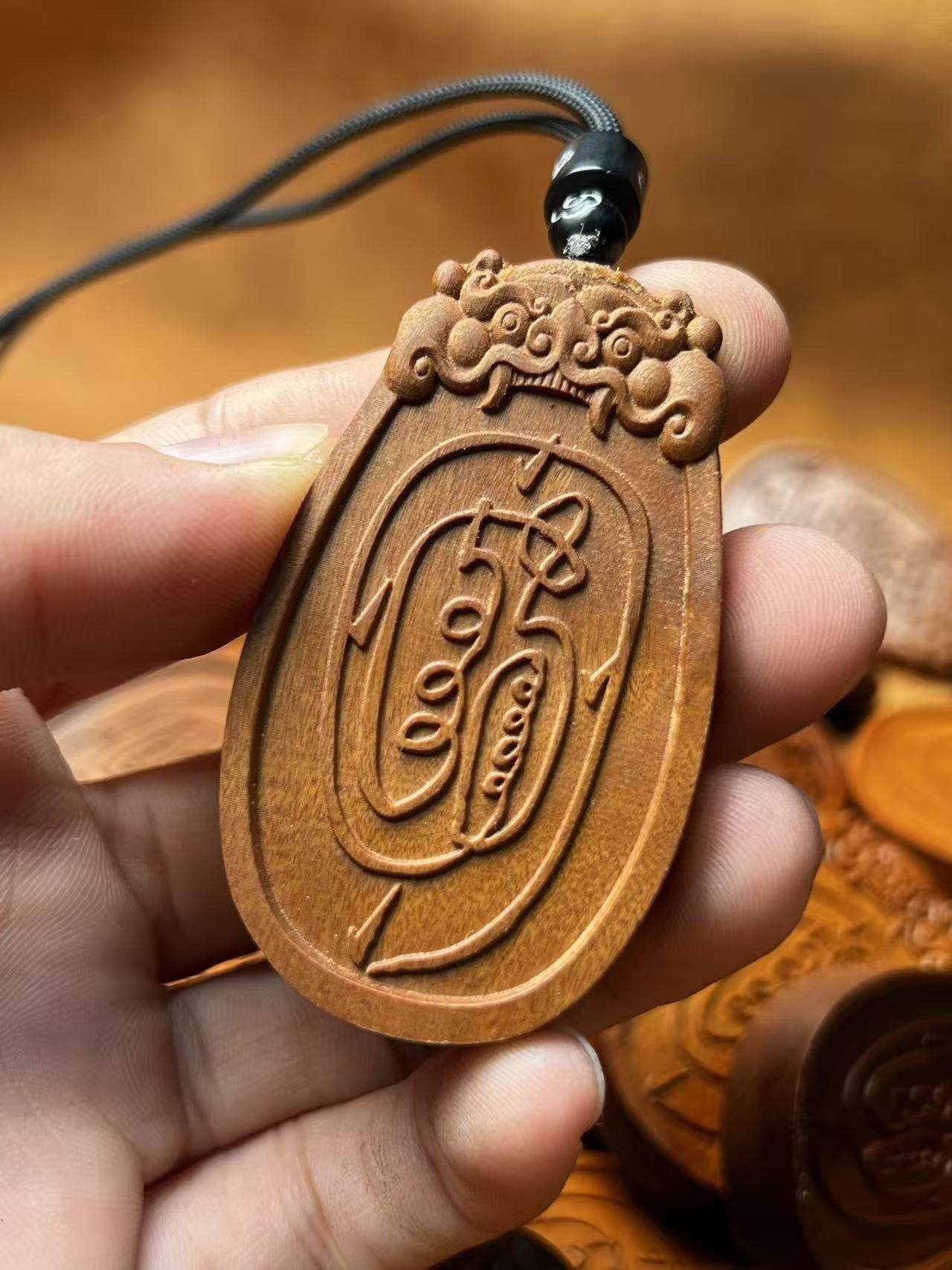 图片[1]-金光讳护体辟枣木精雕道系平安无事牌-衔鳞集