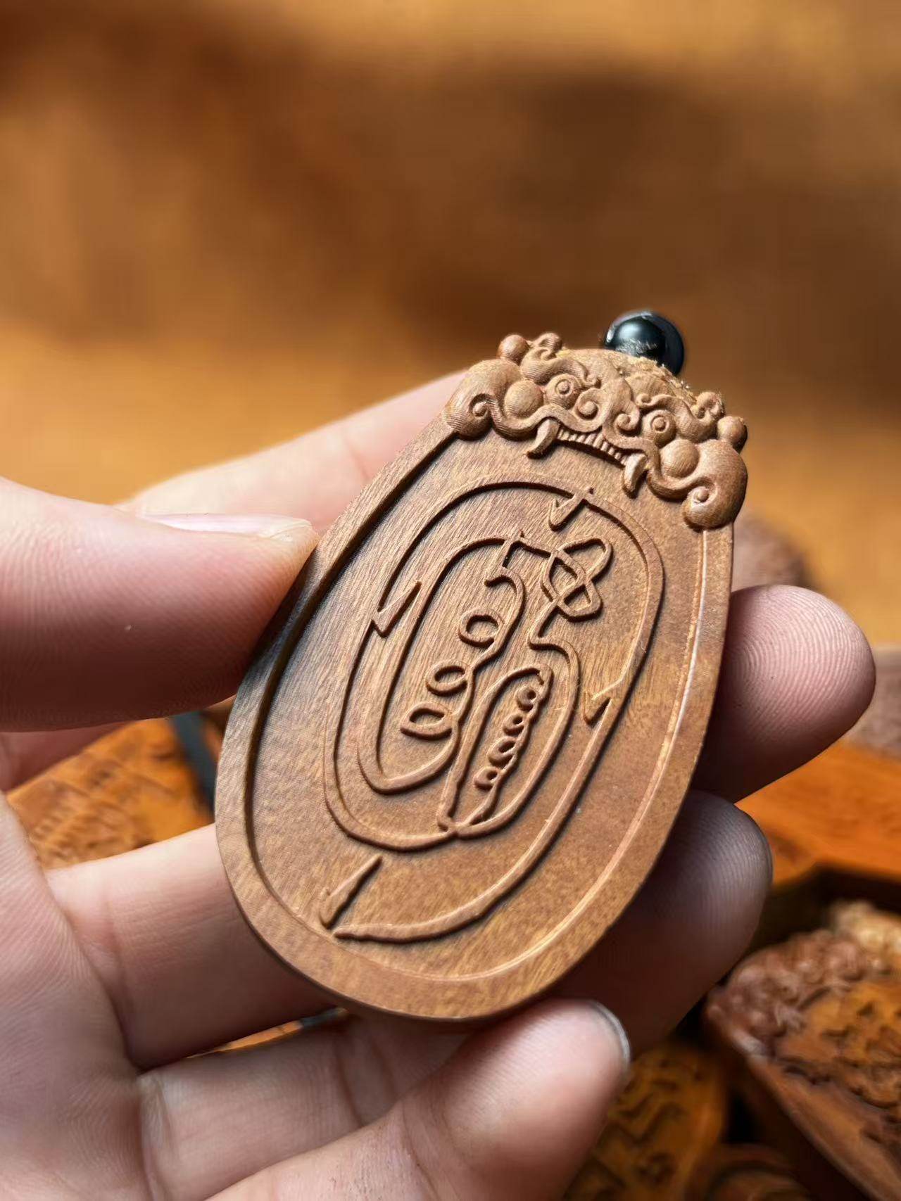 图片[3]-金光讳护体辟枣木精雕道系平安无事牌-衔鳞集