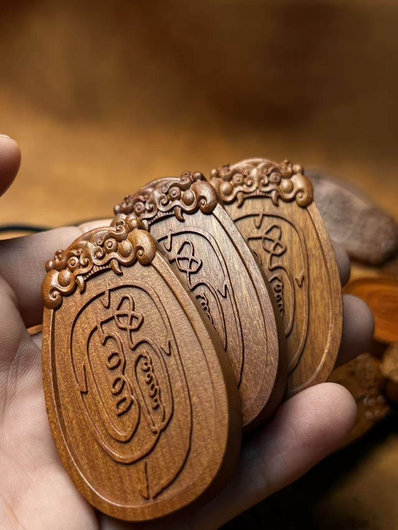 图片[8]-金光讳护体辟枣木精雕道系平安无事牌-衔鳞集