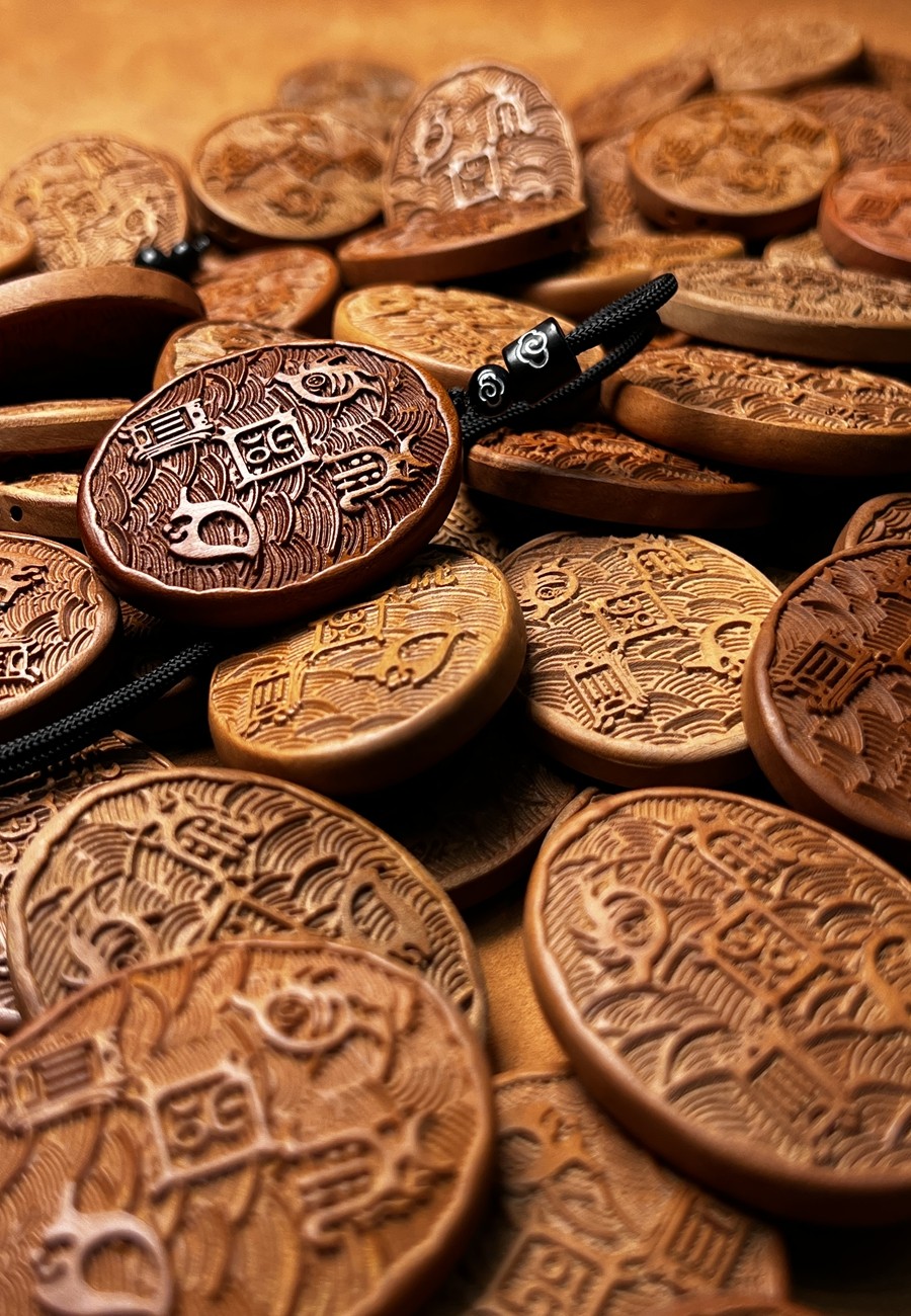 图片[5]-五岳真形图枣木精雕道系随身吊坠-衔鳞集