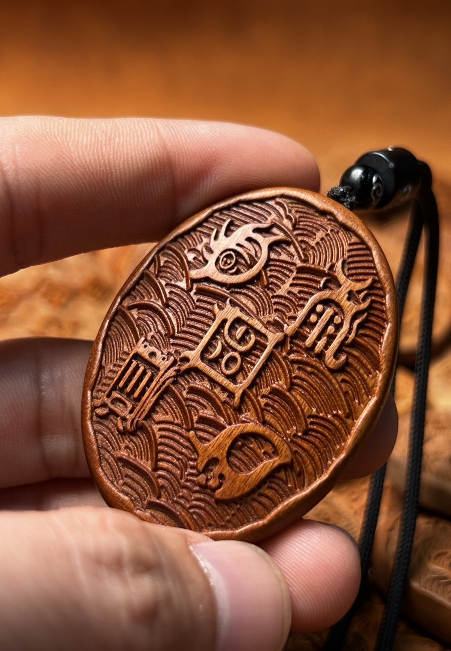 图片[3]-五岳真形图枣木精雕道系随身吊坠-衔鳞集