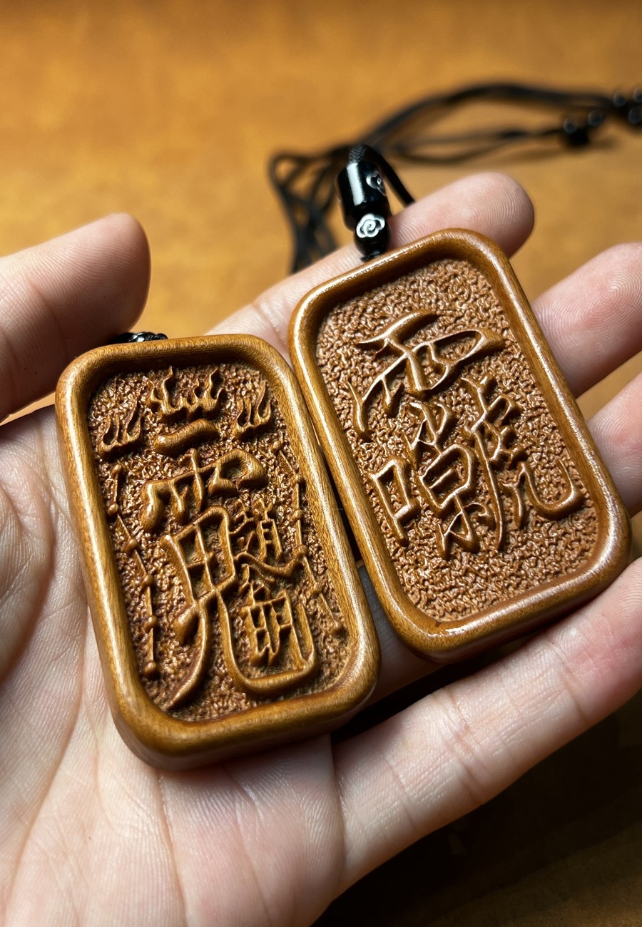 图片[3]-财神雷祖招财枣木精雕道系护身吊坠-衔鳞集
