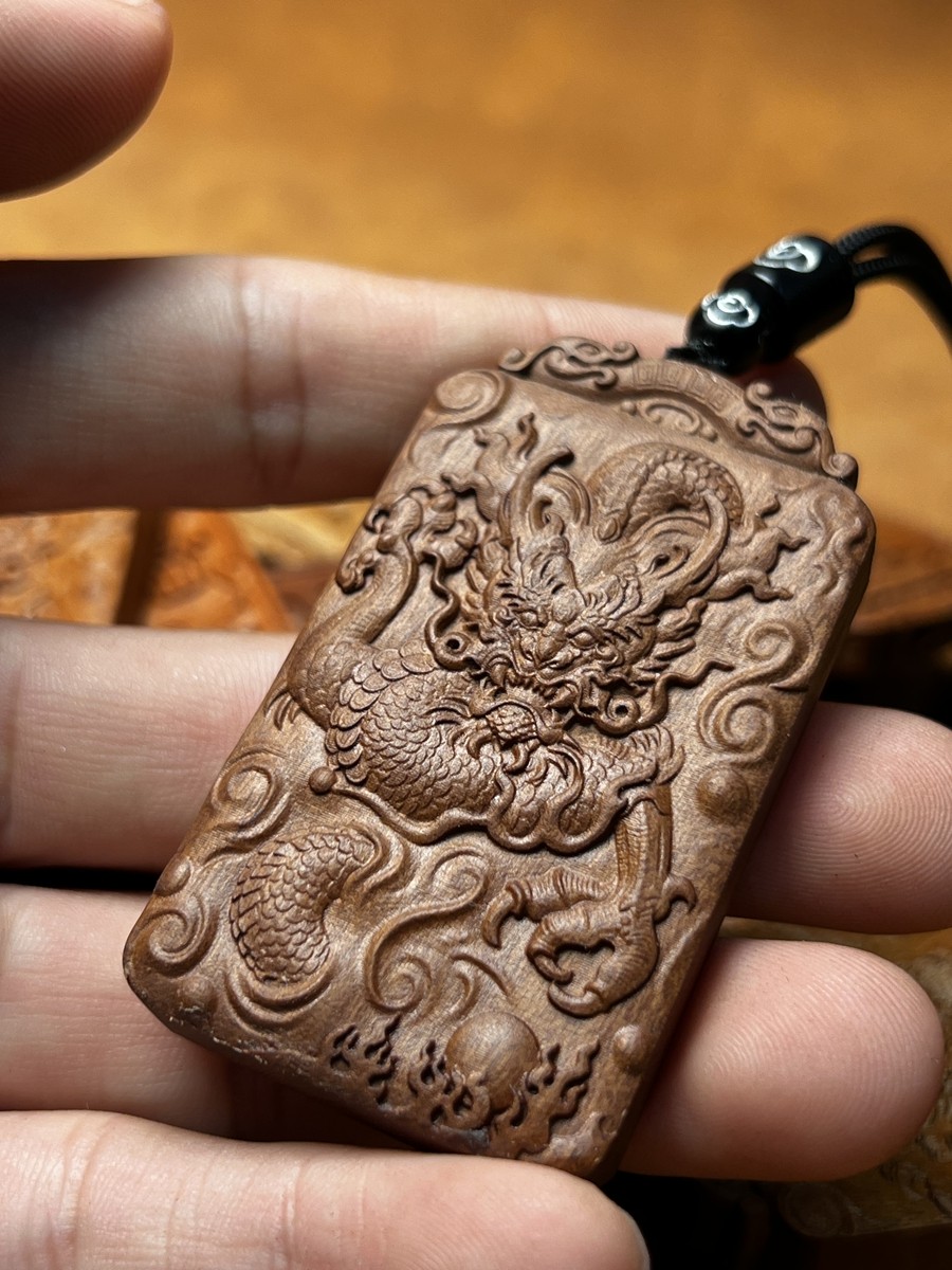 图片[1]-神龙护体招财枣木精雕道系平安吊坠-衔鳞集