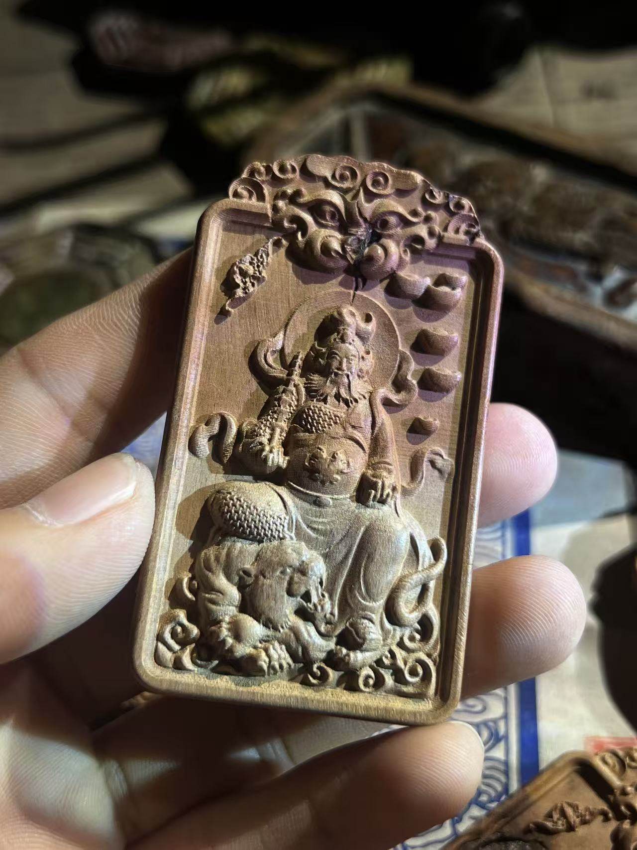 图片[1]-赵公明讳字招财枣木精雕道系平安无事牌-衔鳞集