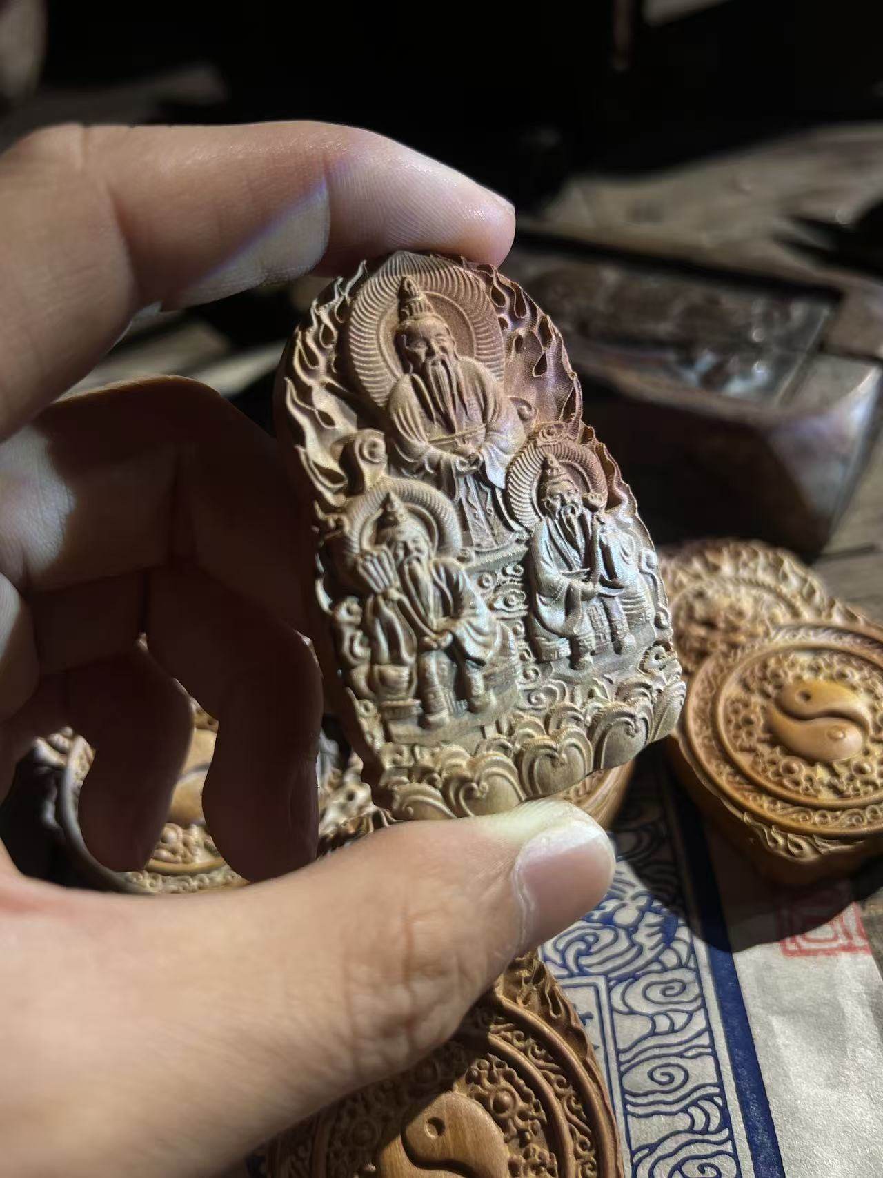 图片[1]-三清祖师护法枣木老料精雕道系无事牌-衔鳞集