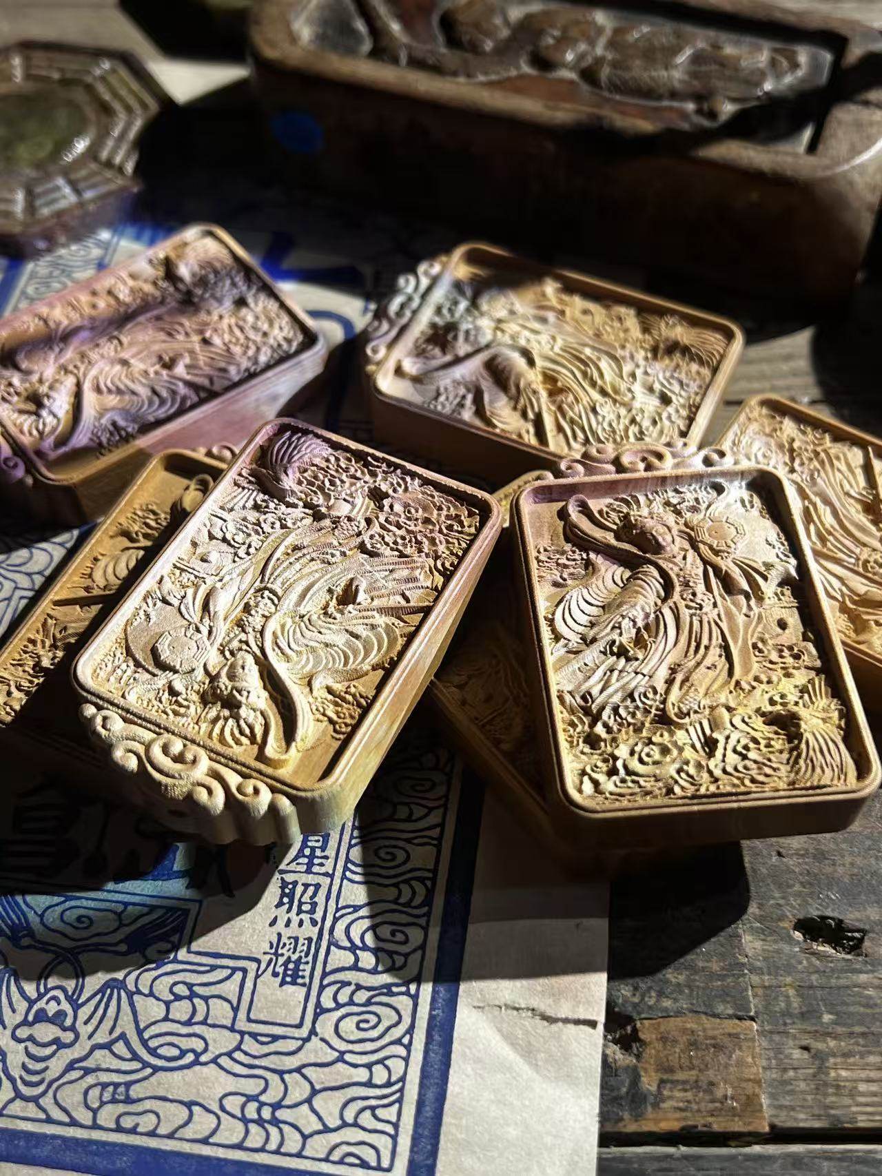 图片[5]-九天玄女赐福枣木精雕道系平安无事牌-衔鳞集