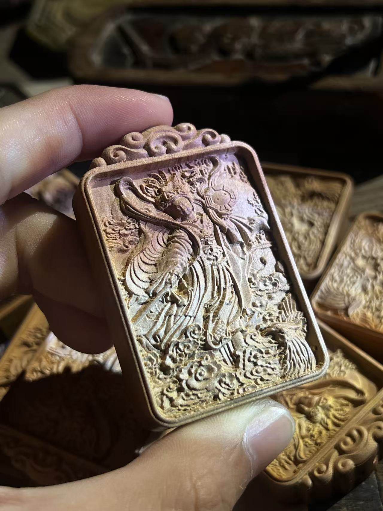 图片[1]-九天玄女赐福枣木精雕道系平安无事牌-衔鳞集