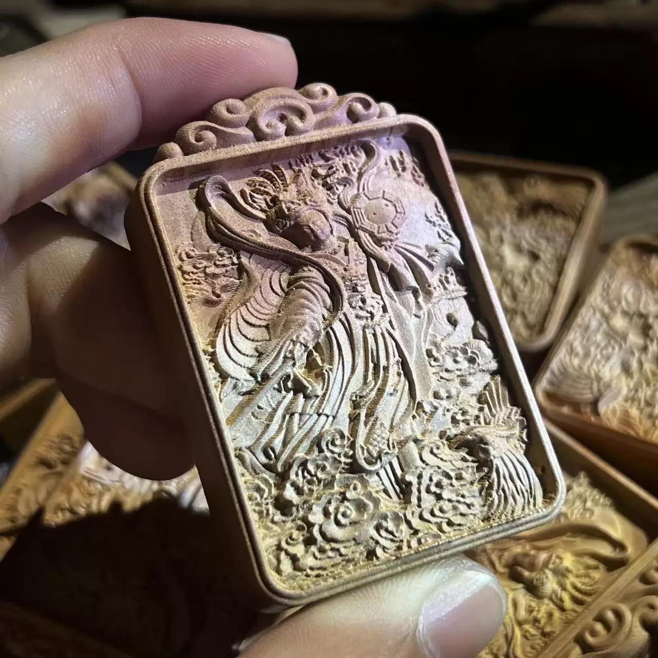 九天玄女赐福枣木精雕道系平安无事牌-衔鳞集