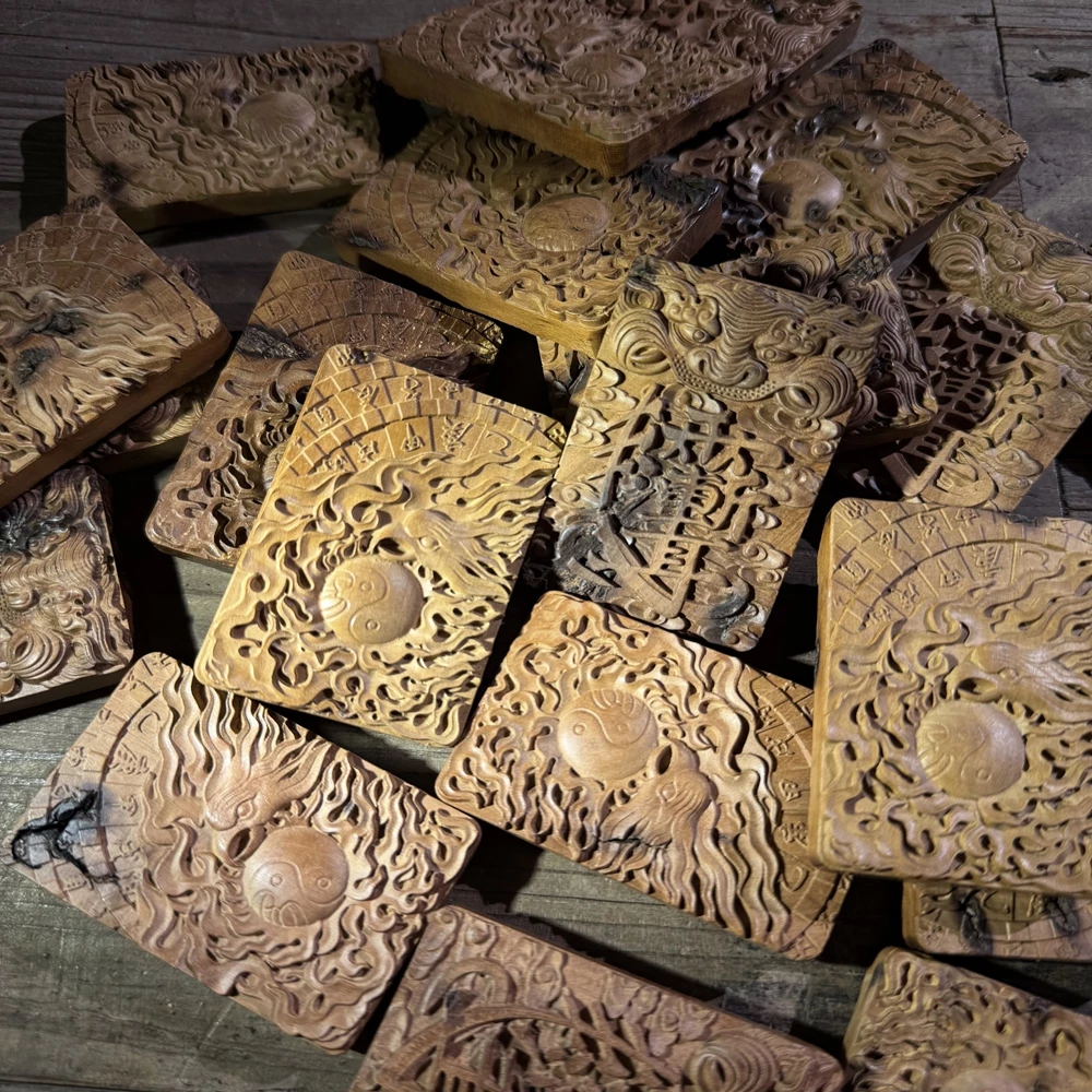 紫微讳火凤凰杀伐枣木精雕道系平安无事牌-衔鳞集