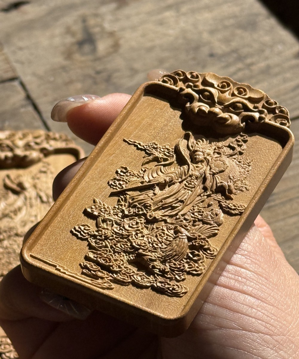 图片[1]-九天玄女八卦赐福枣木精雕道系平安无事牌-衔鳞集