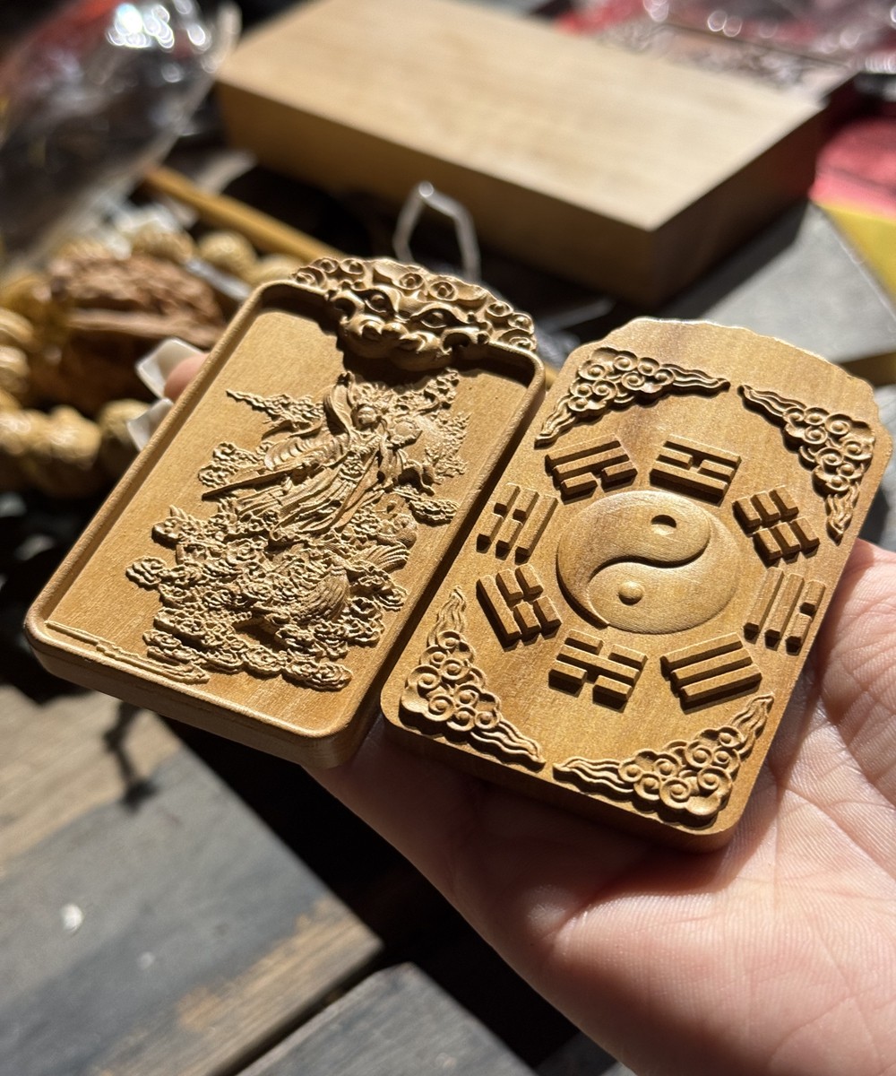 图片[3]-九天玄女八卦赐福枣木精雕道系平安无事牌-衔鳞集