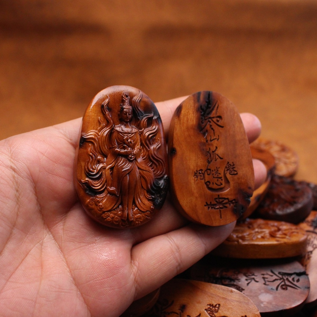 图片[4]-仙狐助运事业有成枣木精雕道系平安无事牌-衔鳞集