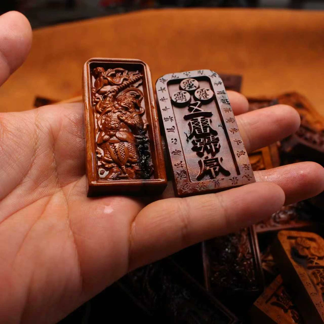 王灵官五雷法牌精雕道系雷击枣木随身护法吊坠-衔鳞集