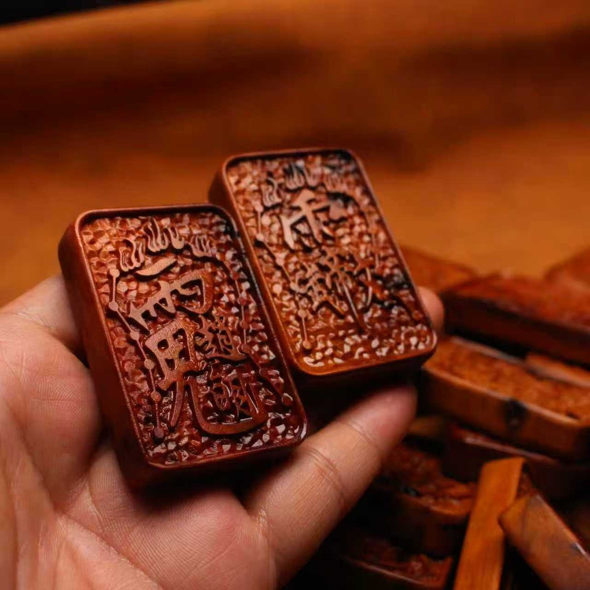 图片[4]-武帝文赵公明招财枣木精雕道系平安无事牌-衔鳞集