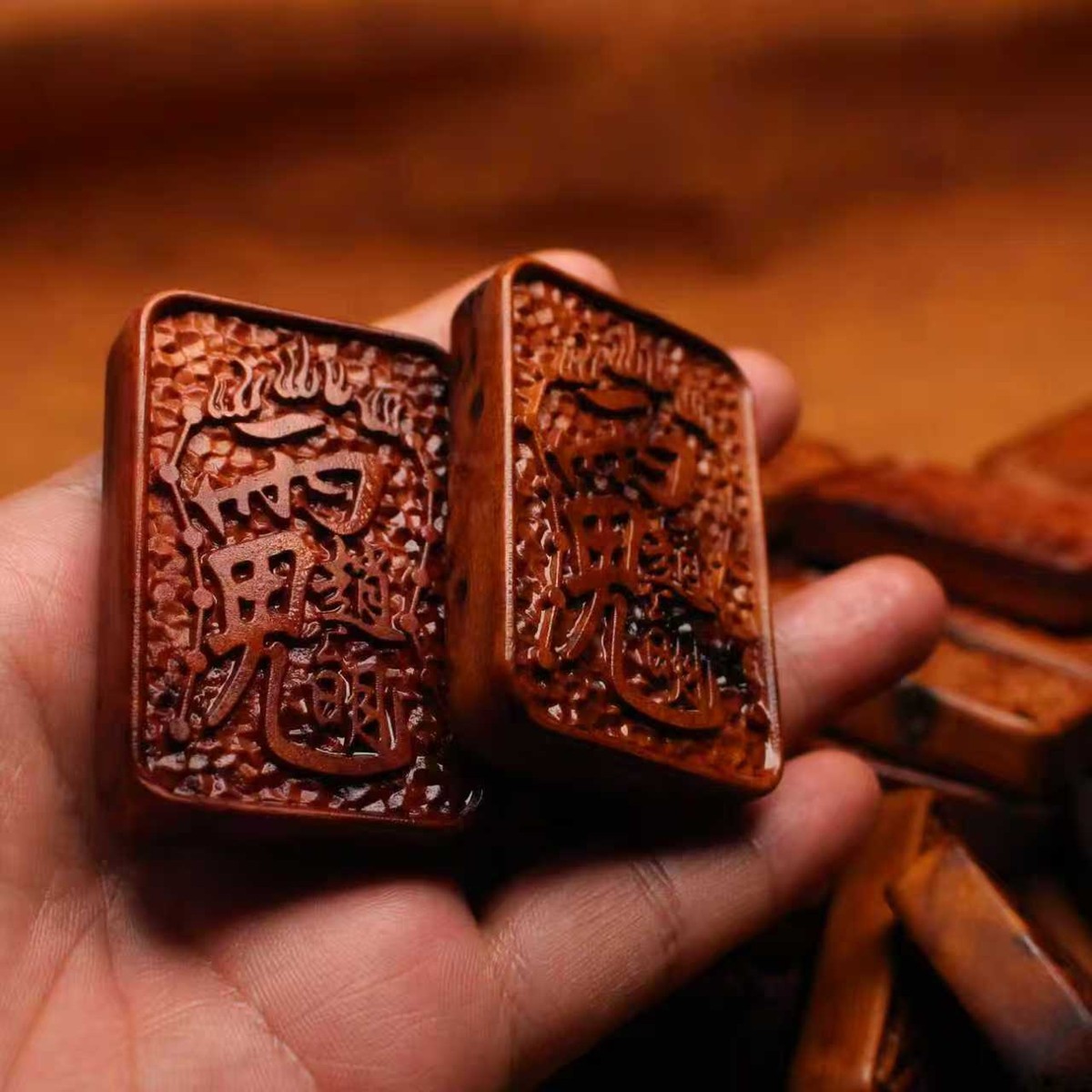 图片[3]-武帝文赵公明招财枣木精雕道系平安无事牌-衔鳞集