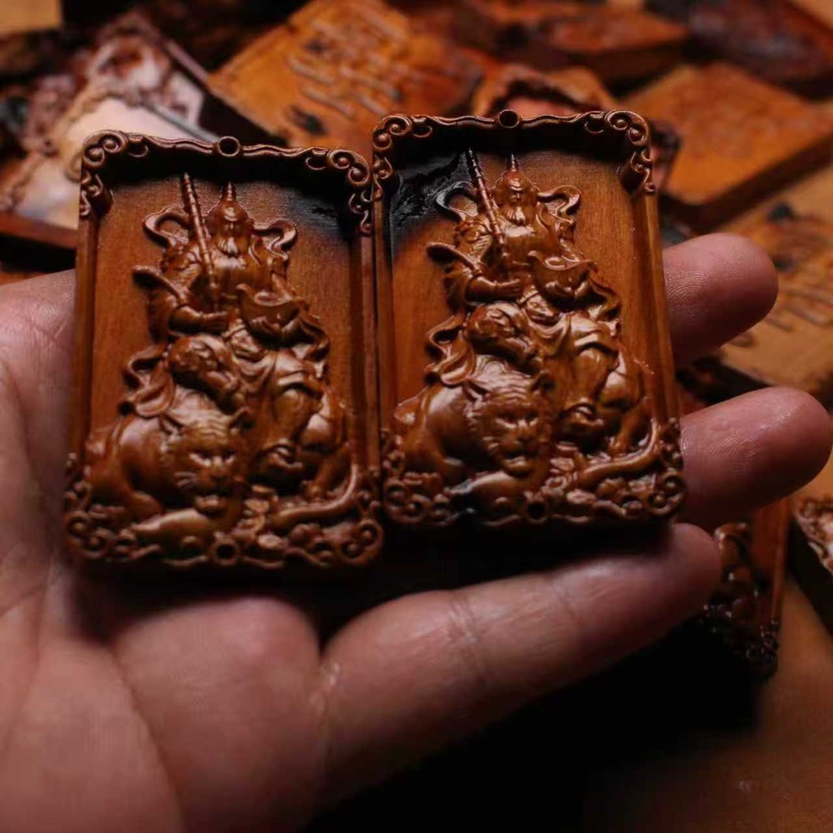 图片[3]-赵公明雷击枣木精雕道系招财平安无事牌-衔鳞集