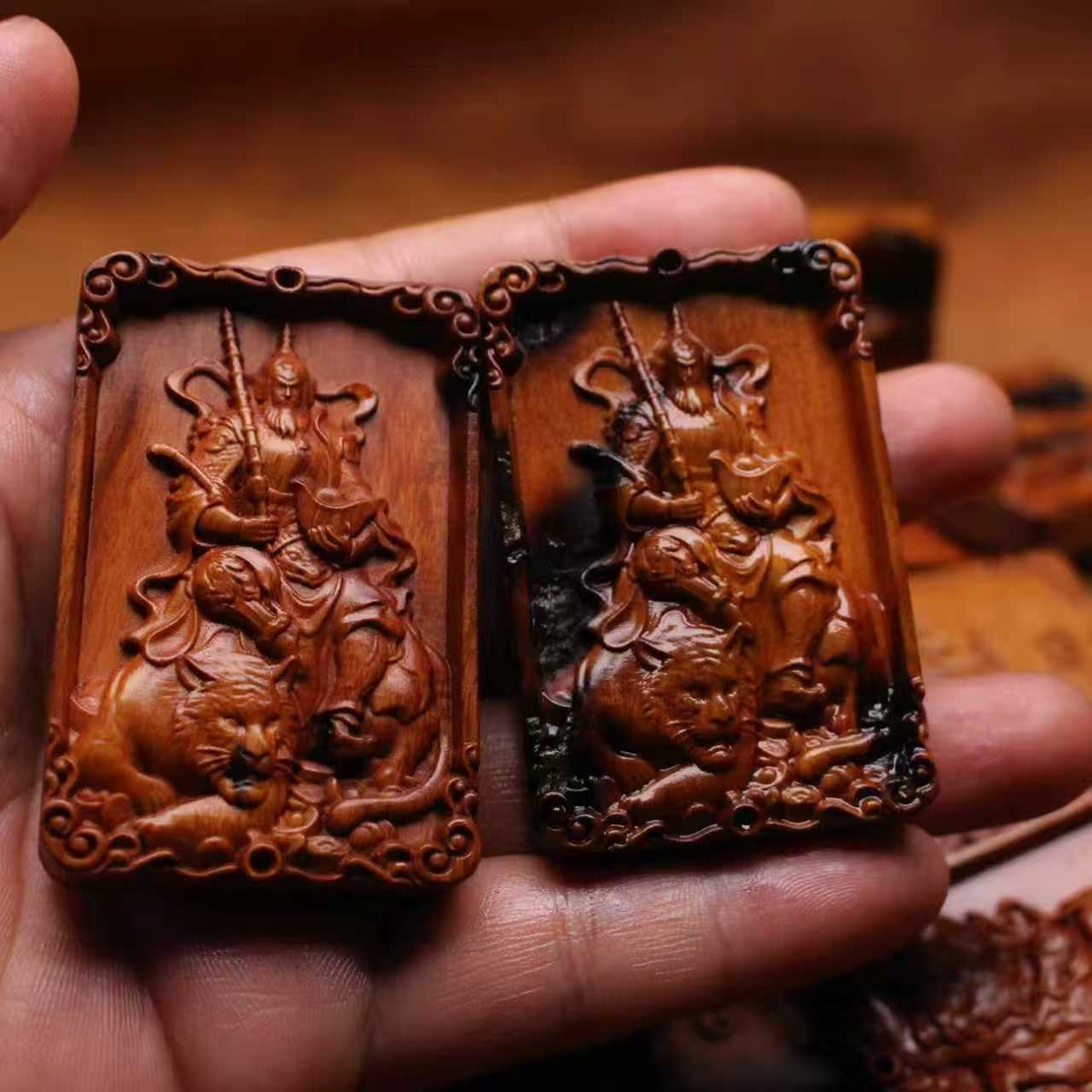 图片[4]-赵公明雷击枣木精雕道系招财平安无事牌-衔鳞集